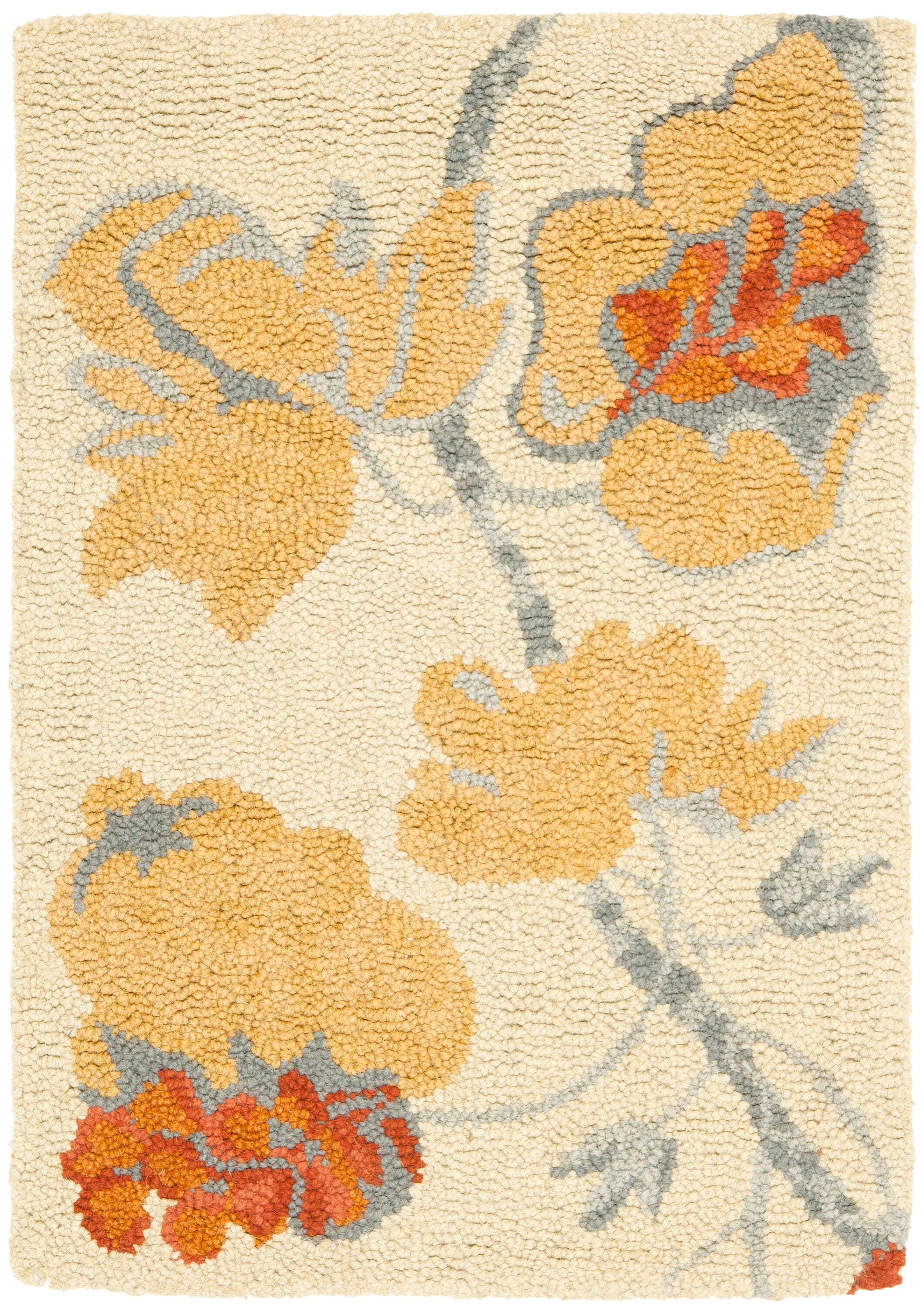 Blossom Beige and Multi Floral Wool Area Rug