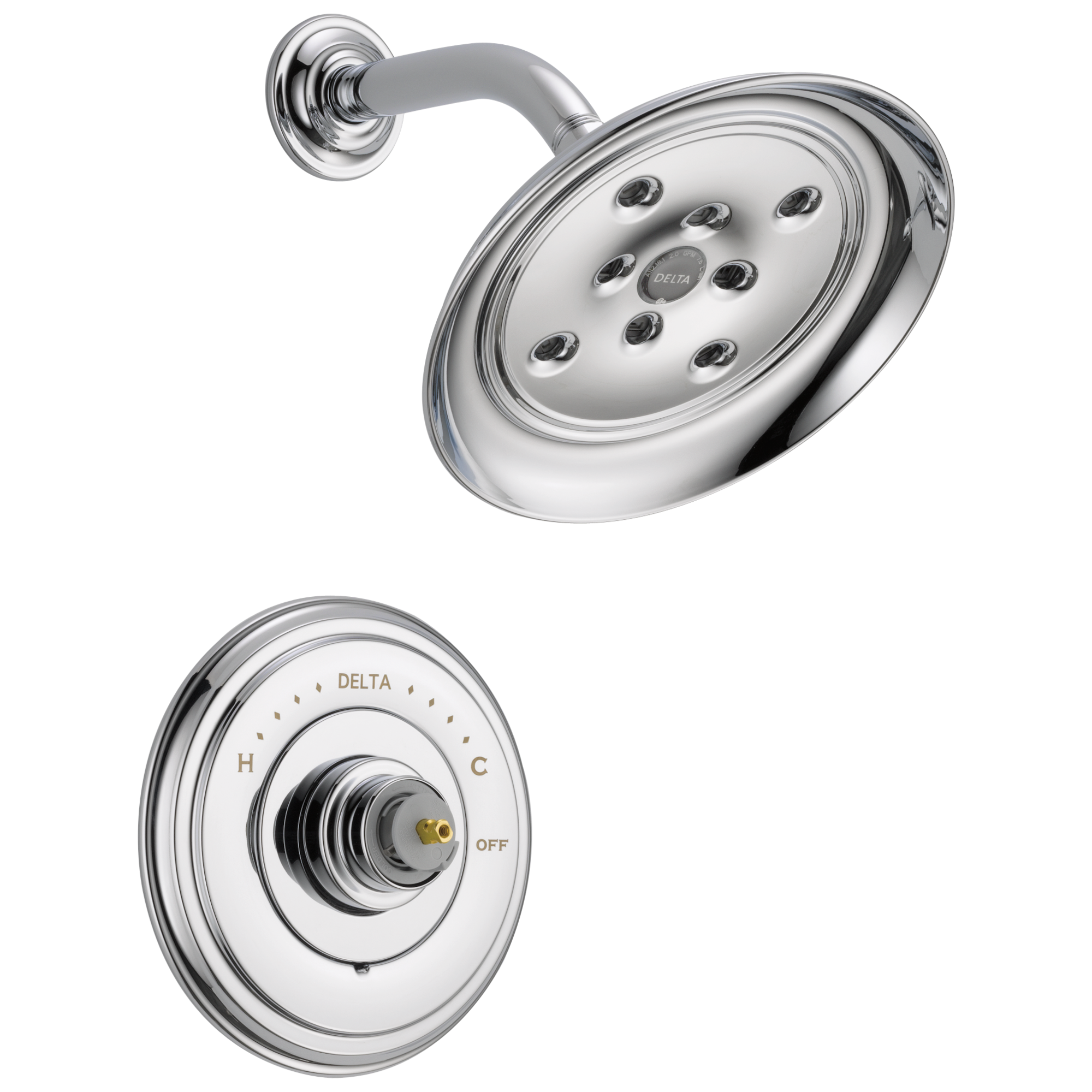 Delta T14297-LHP Cassidy Chrome Sold separately Single function 7.875-Inches Round Shower Faucet with Valve