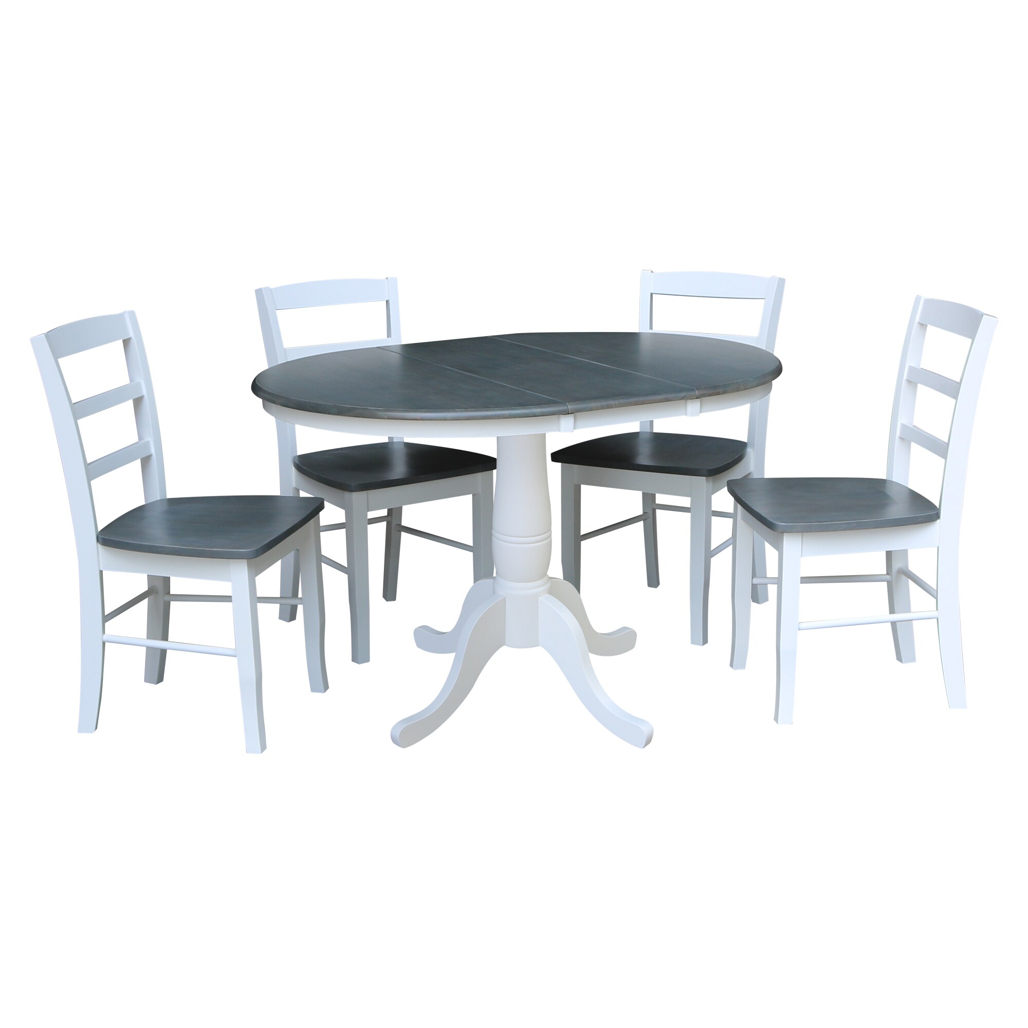 International Concepts K05-36RXT-C2-4 White/heather gray Traditional Dining Room Set with Round Table ( Seats 4 )