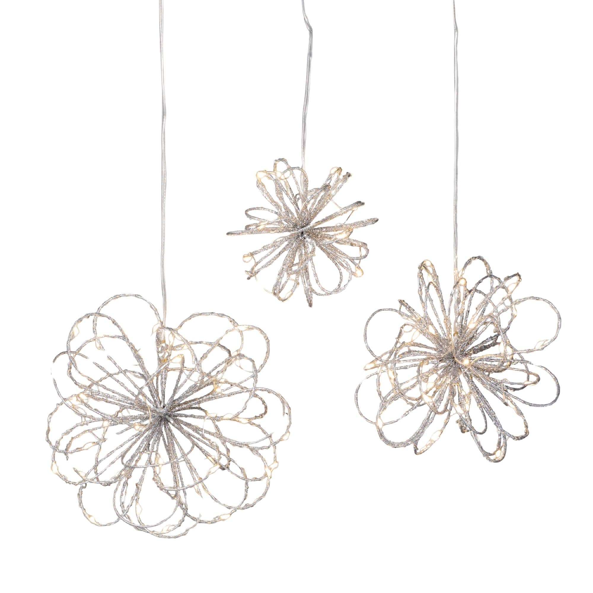 Sullivans MET2405 3 -Pack 4-Inches Hanging Hanging decoration with White LED Lights