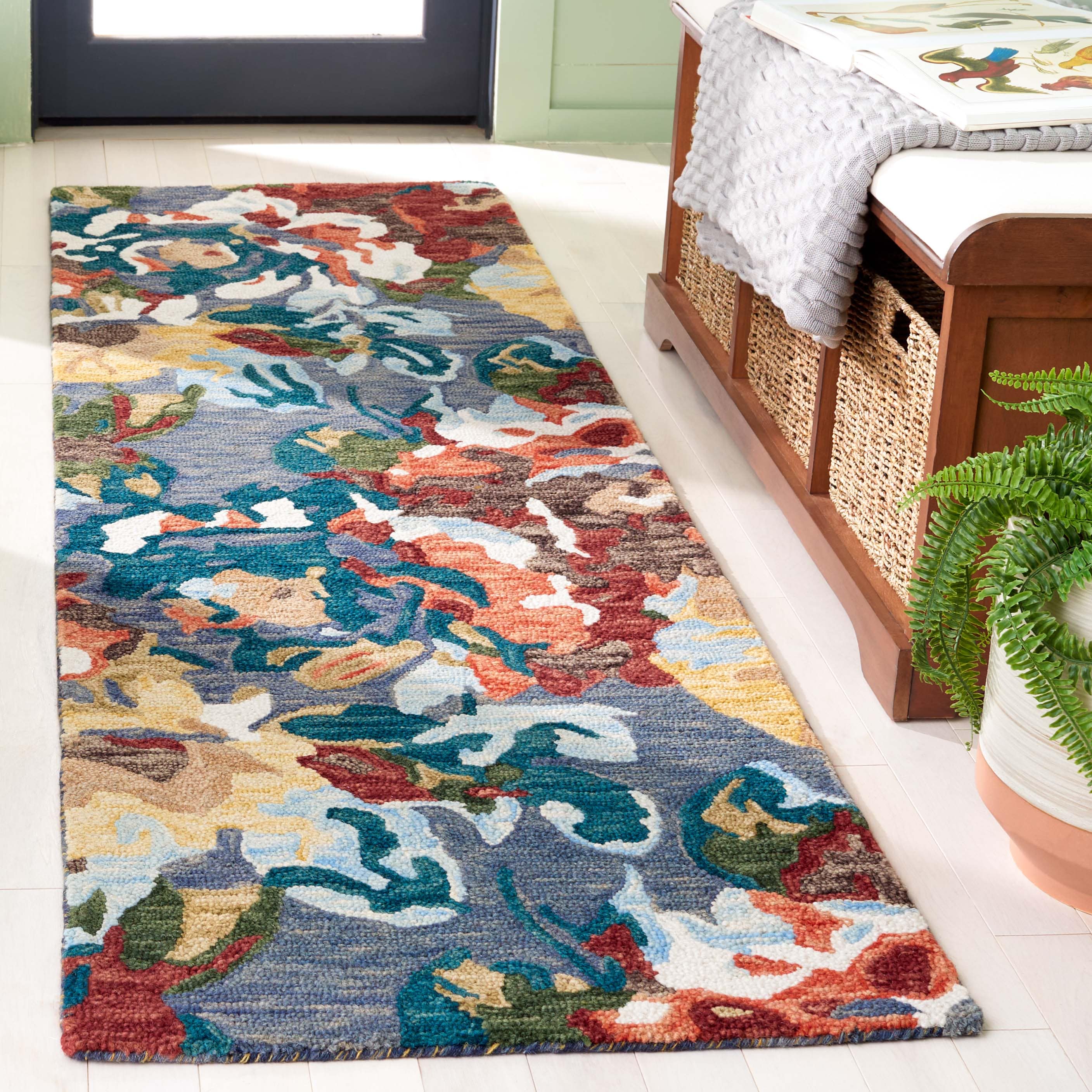  Blossom 464 Light Blue/Rust Country Floral 2ft-3in x 8ft Runner Rug