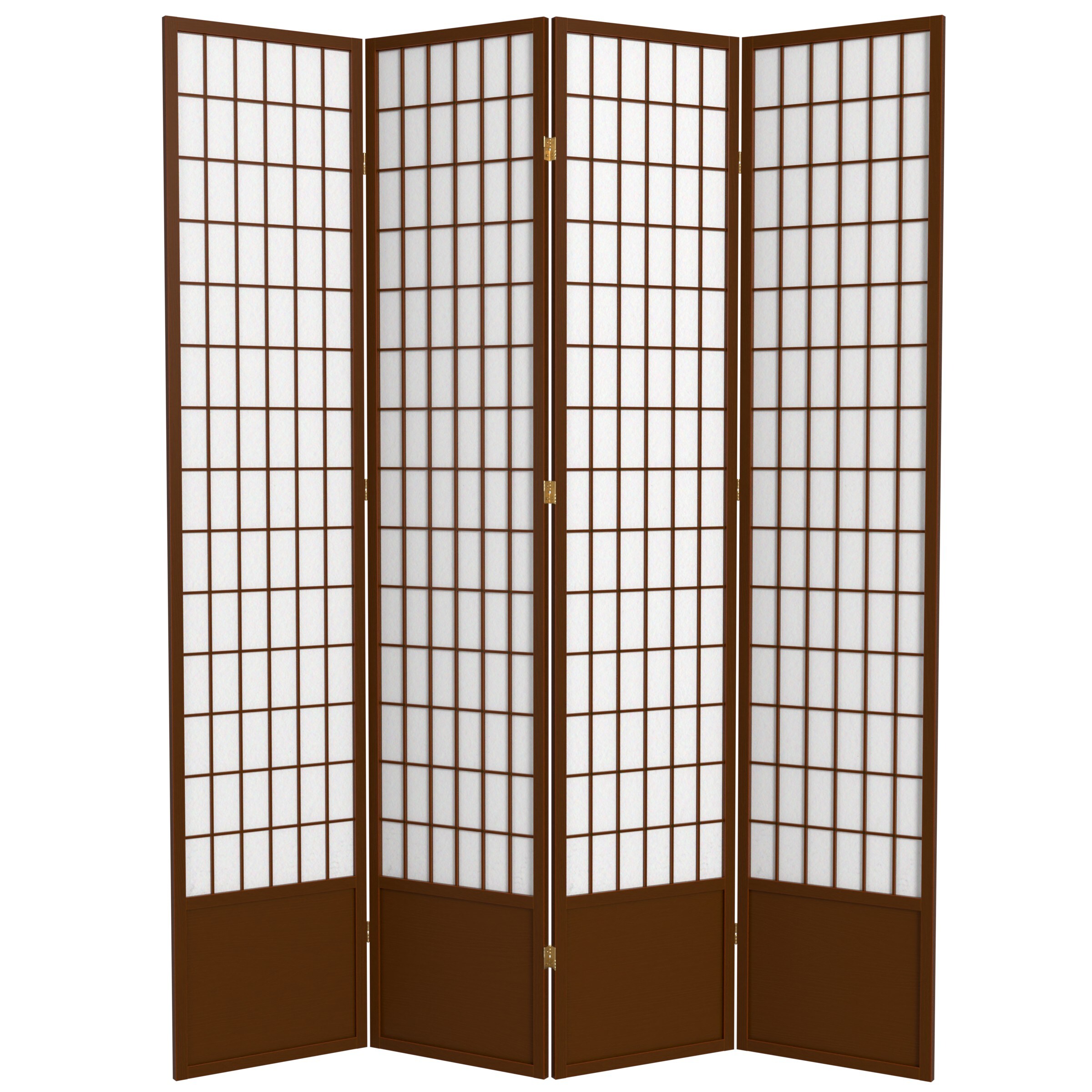 Red Lantern 84WP-WAL-4P 4-Panel Walnut Wood Folding Shoji Style Room Divider