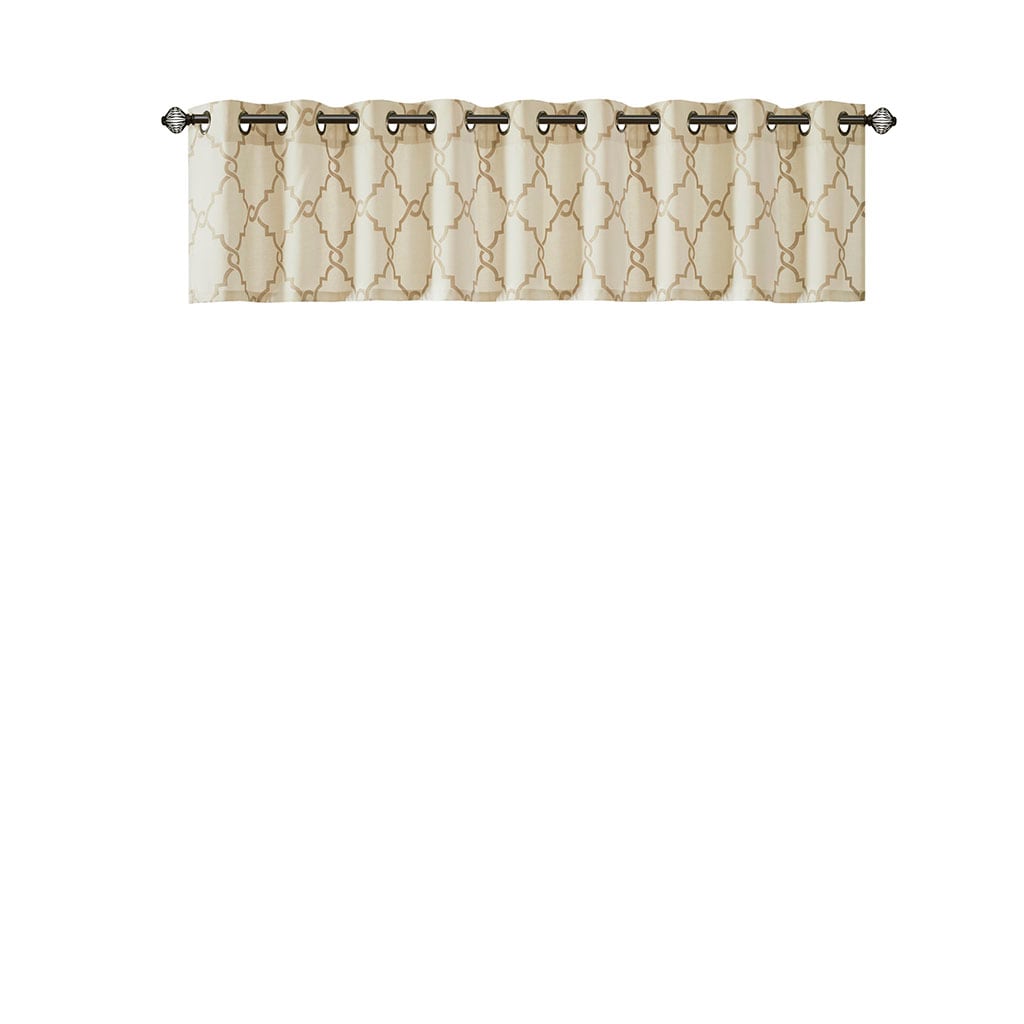 Gracie Mills GRACE-1063-14PM Ondine Contemporary Grommet Top Valance with Fretwork Print