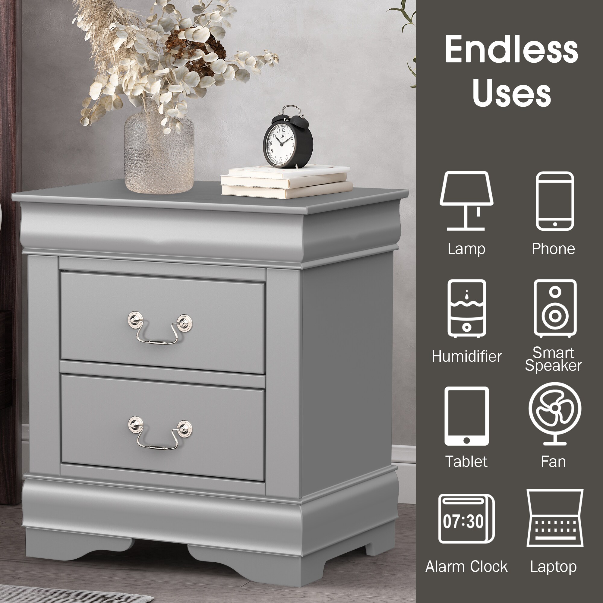 IHOMEadore MDFM7866GY-N nightstands - View #4