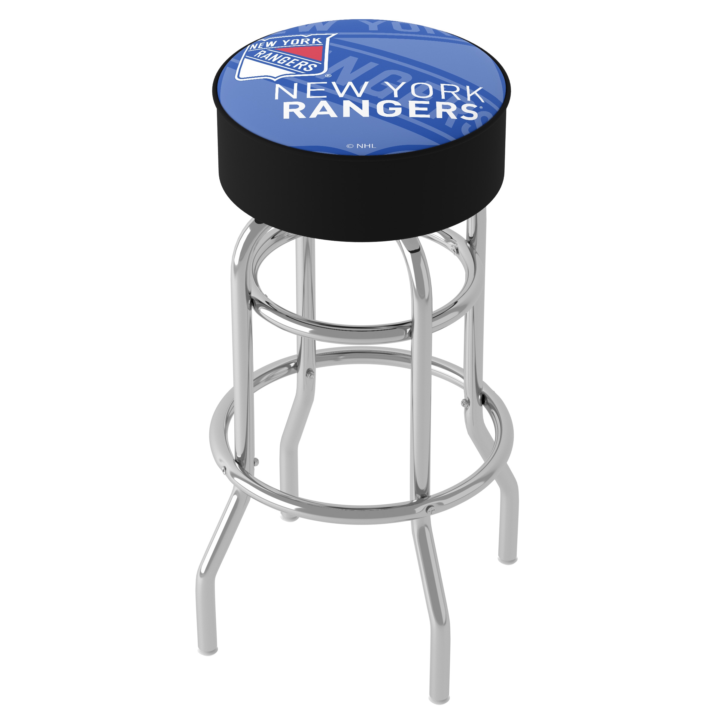 Trademark Gameroom NHL1000-NYR-WM New York Rangers Bar Stools New York Rangers 30.0-Inches H Bar height Round seat Upholstered Swivel Metal Bar Stool