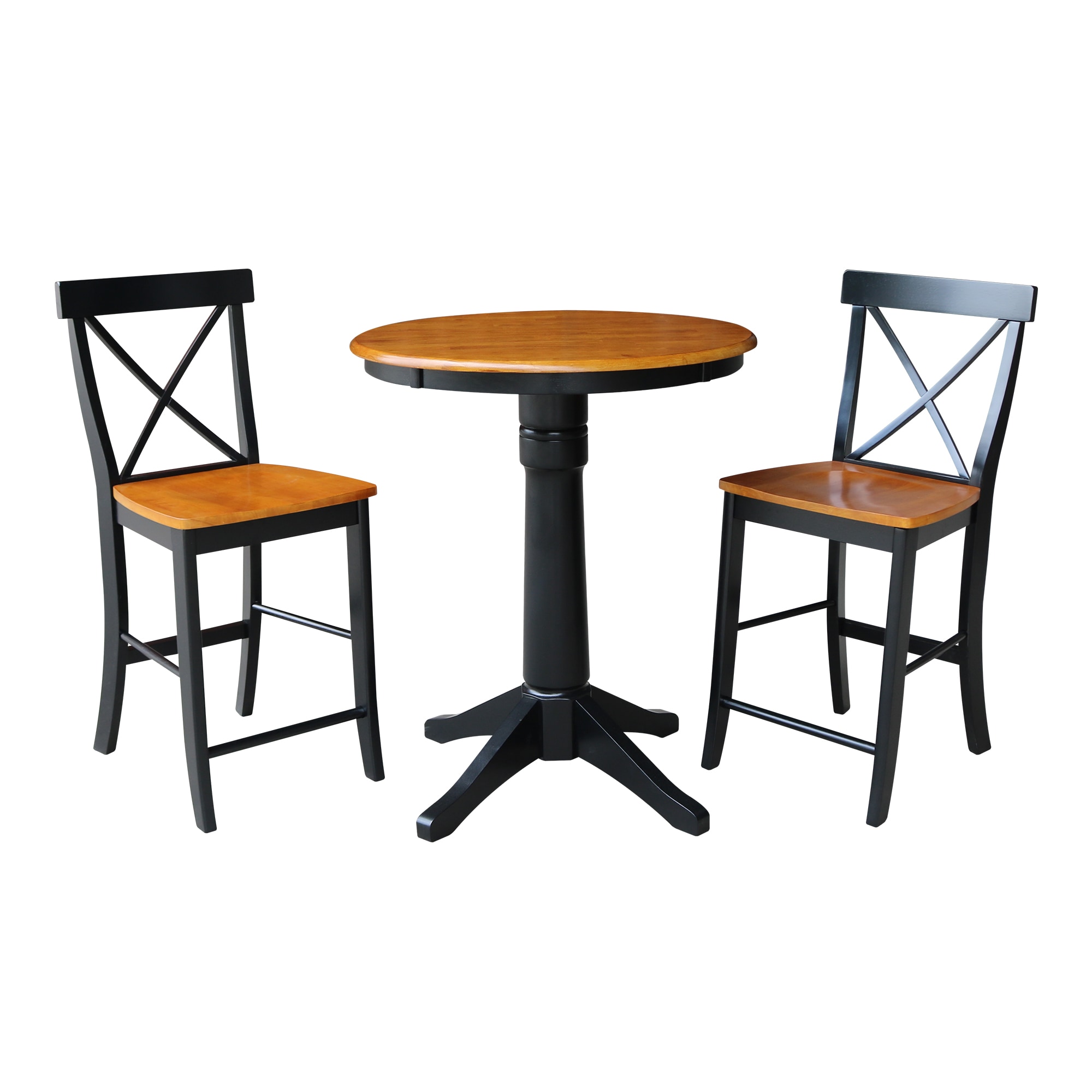 International Concepts K57-30RT-27B-S6132-2 Black/cherry Casual Dining Room Set with Round Table ( Seats 2 )