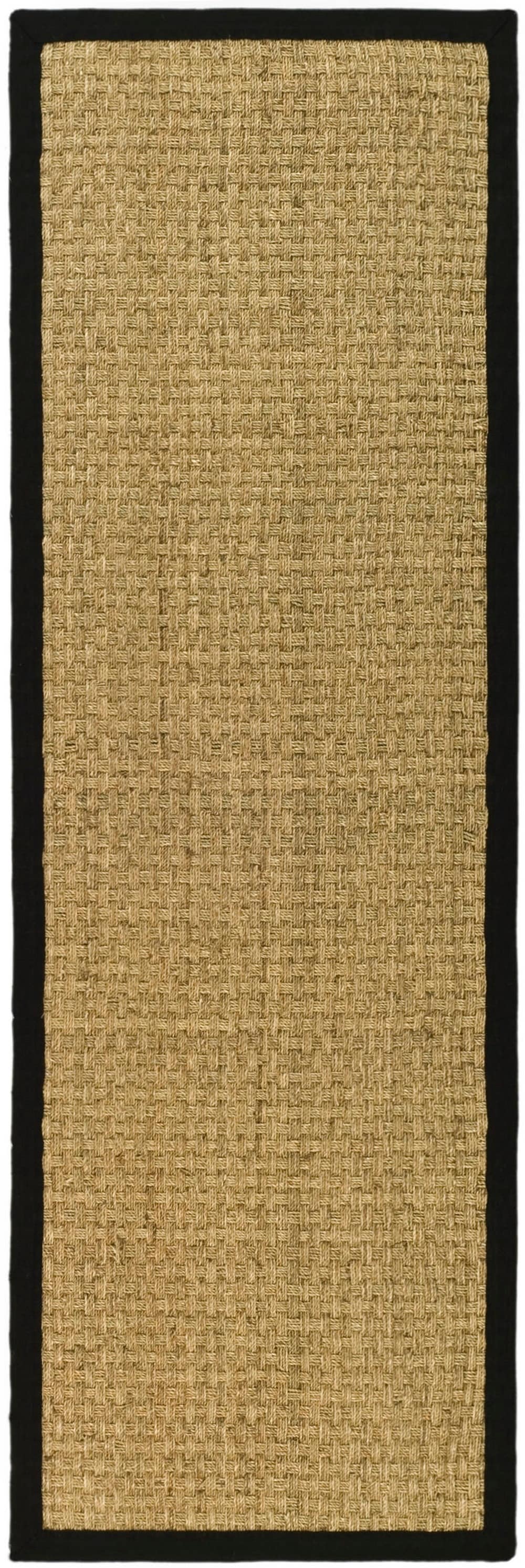 Safavieh NF114C-212 Natural Fiber Hampton 2 x 12 (ft) Loomed Seagrass Natural/Black Rectangular Indoor Solid Coastal Runner rug