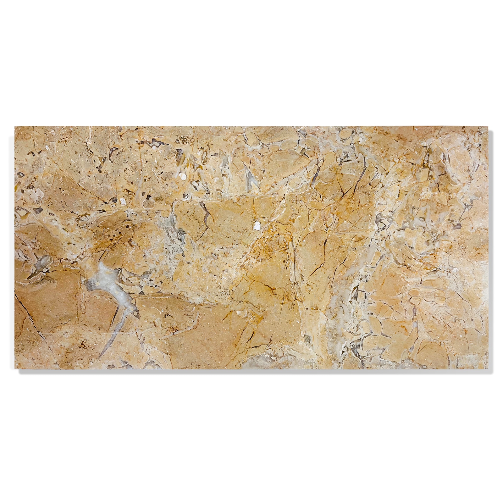 Siavonce ZX-D0102H2XTRW Beige 12-in x 24-in Polished Natural Stone Marble Look Floor and Wall Tile (8-sq. ft/ Carton)