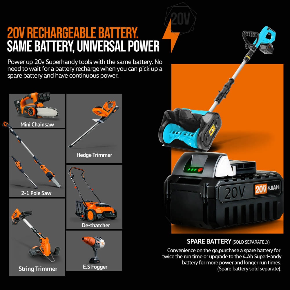 SuperHandy Walk-Behind Electric Snow Thrower - LED Headlights & Adjustable Exit Chute 120V Corded (Orange)