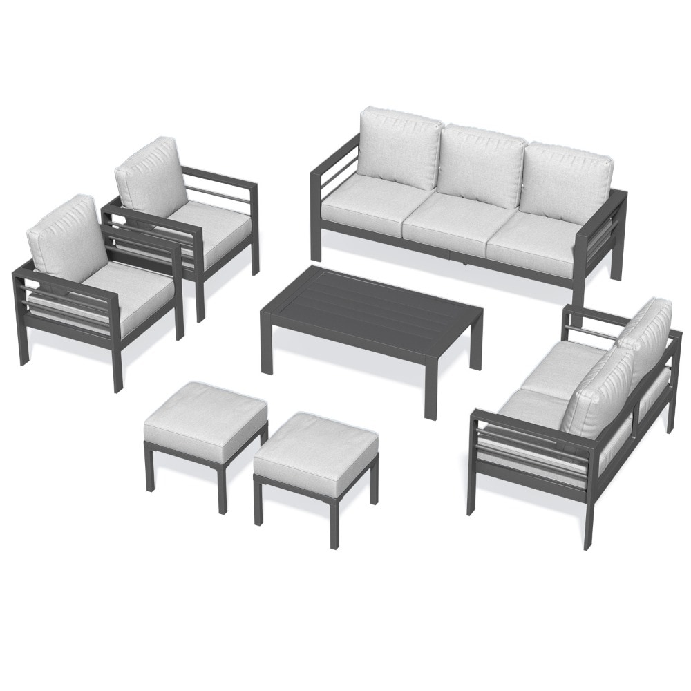 AECOJOY 16301GR-LS01 Conversation Set Outdoor Sectional with Gray Cushions and Aluminum Frame