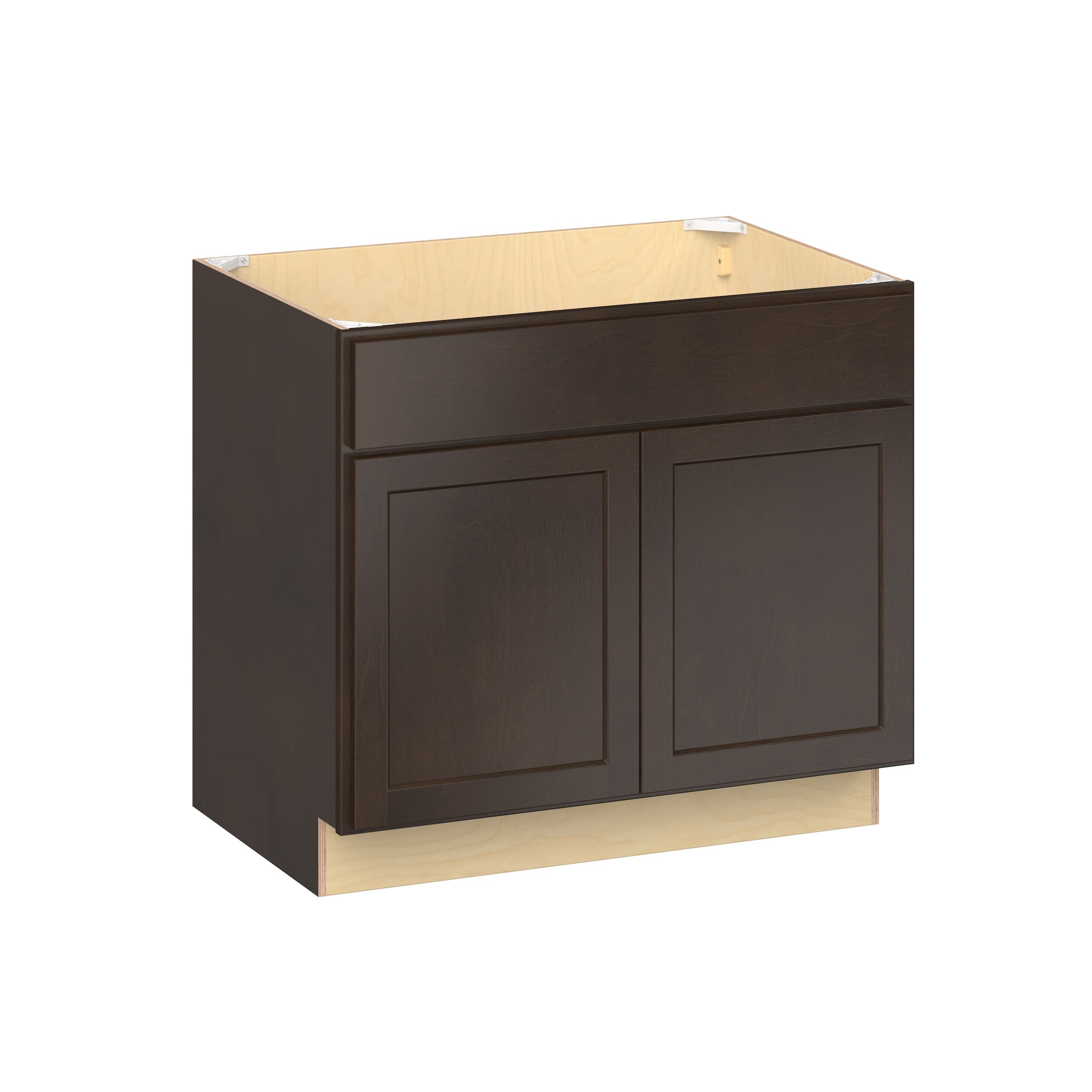 RELIABILT Parkstone II 36-in W x 32.5-in H x 25-in D Espresso Stained Birch Sink Base Fully Assembled Plywood Cabinet Flat Panel Shaker