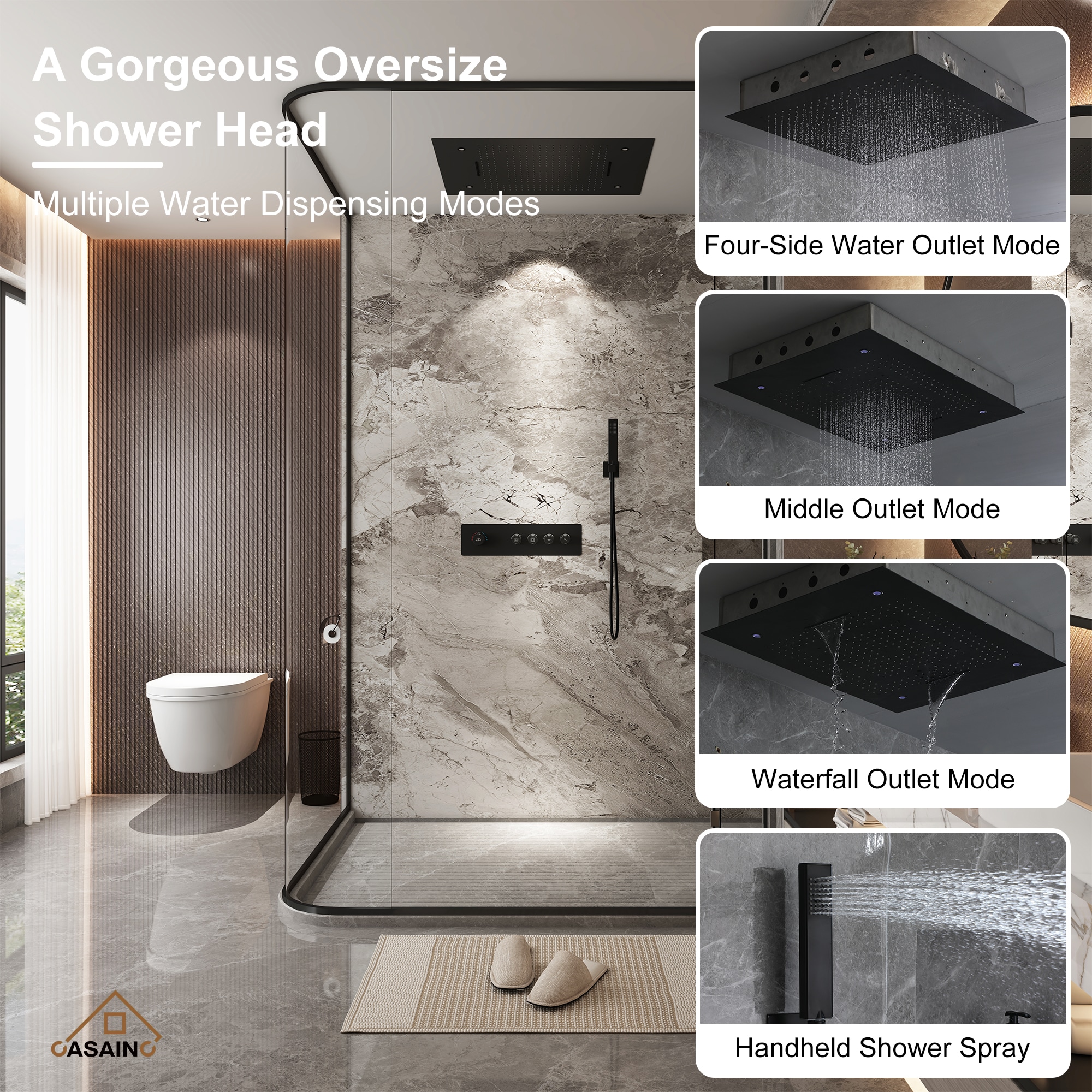CASAINC KCHS0024-MB Showerhead-Bar-Panels - View #4