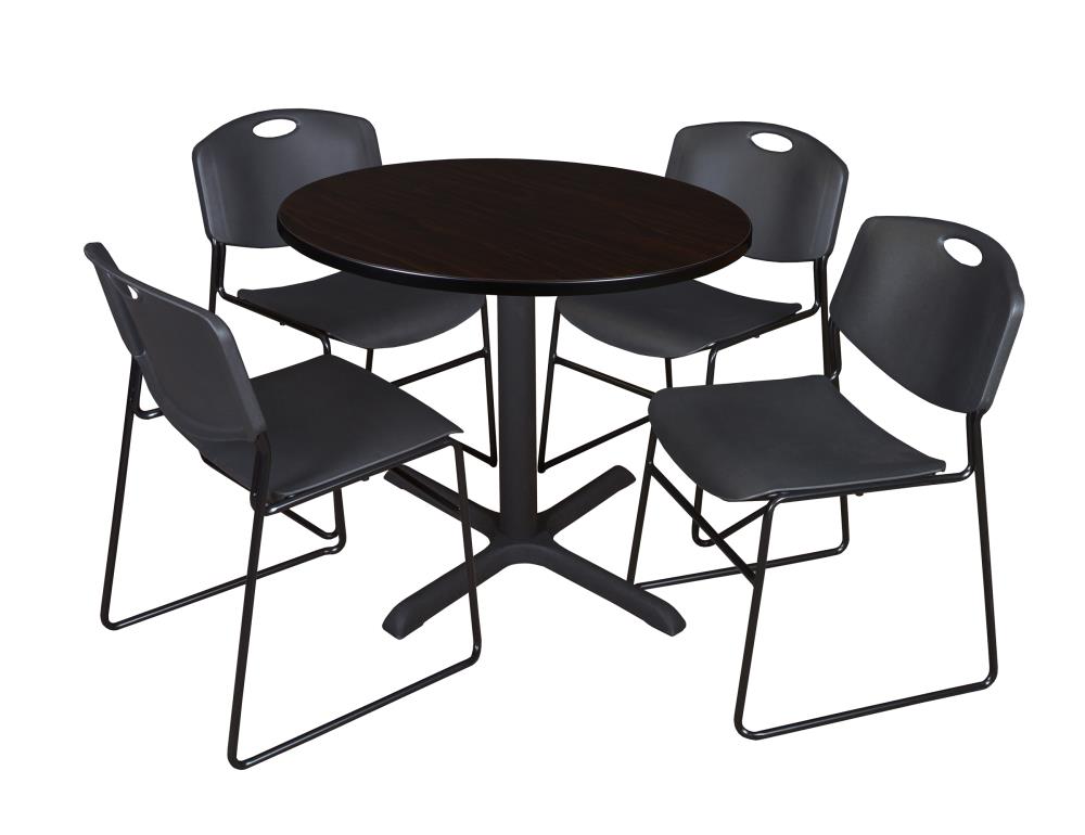 Regency TB36RNDMW44BK Breakroom Brown 4-Person Training Table (36-in W x 29-in H)