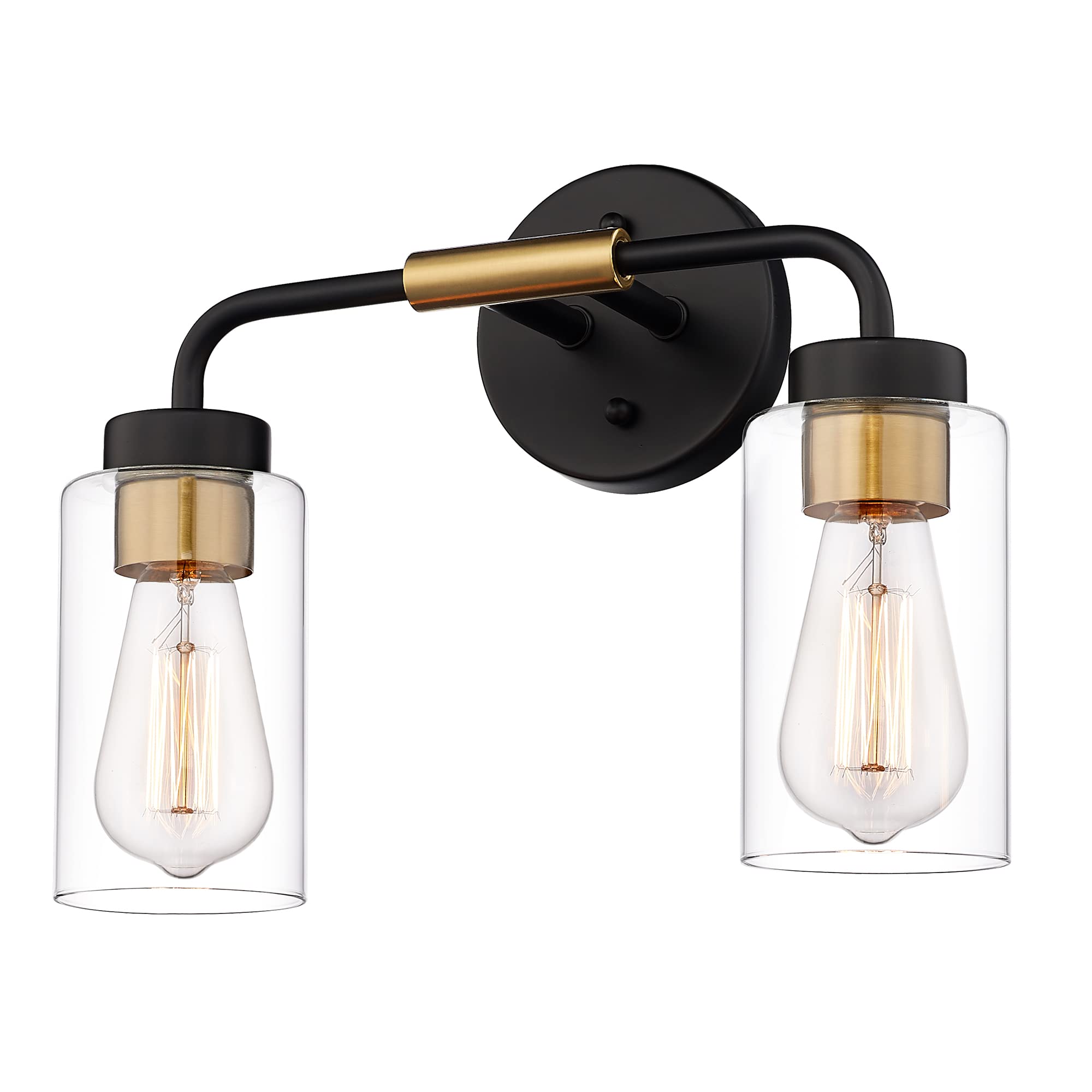 LTMATE LSZS62B-2W BK+BG JAZAVA 14-in 2 -Light Matte Black Industrial Vanity light