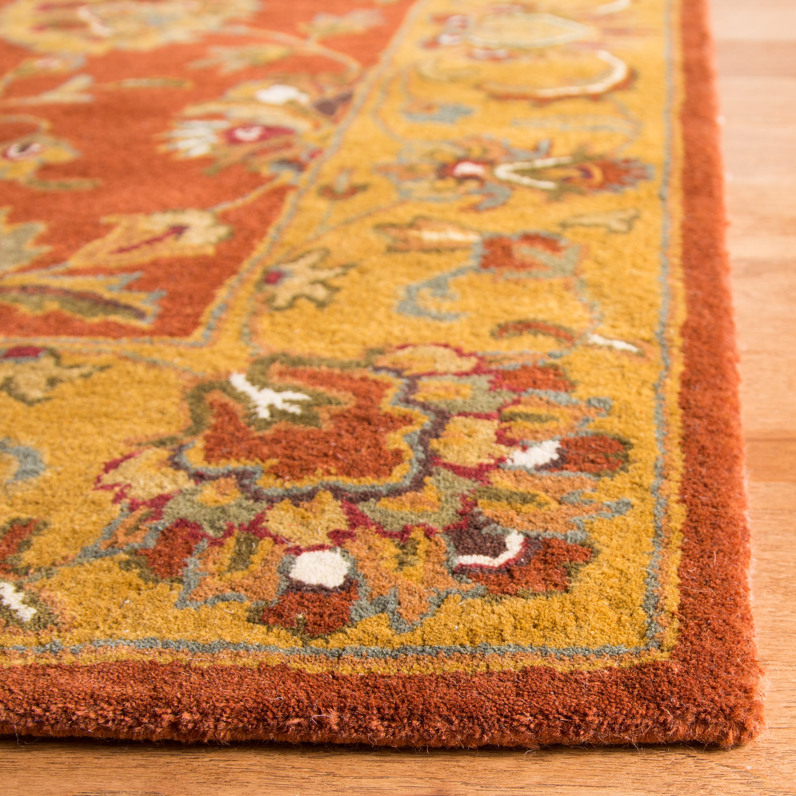 Heritage Red and Natural Hand-Tufted Wool Area Rug