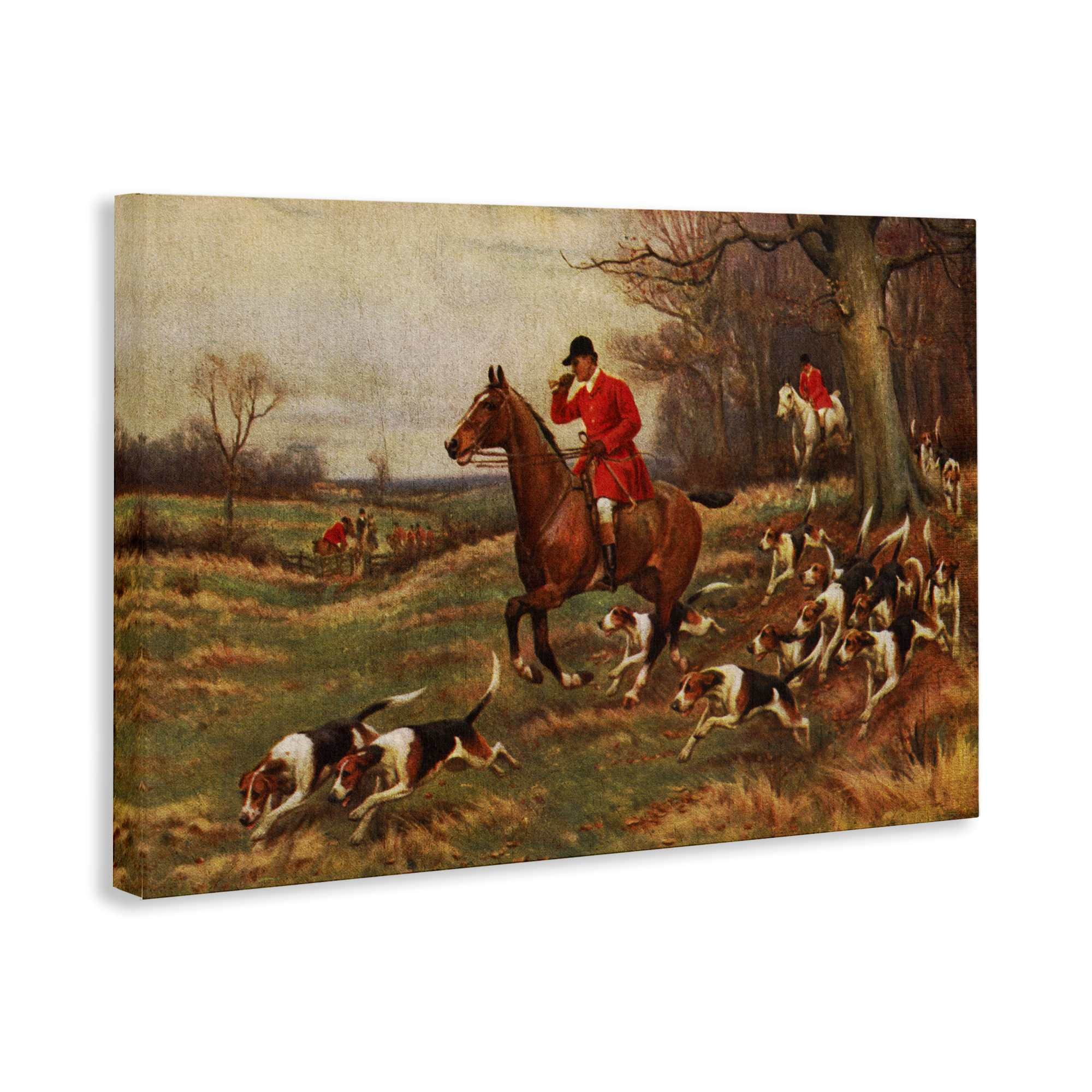 Stupell Industries Vintage Hunting Party Dogs Canvas Art 45 x 30