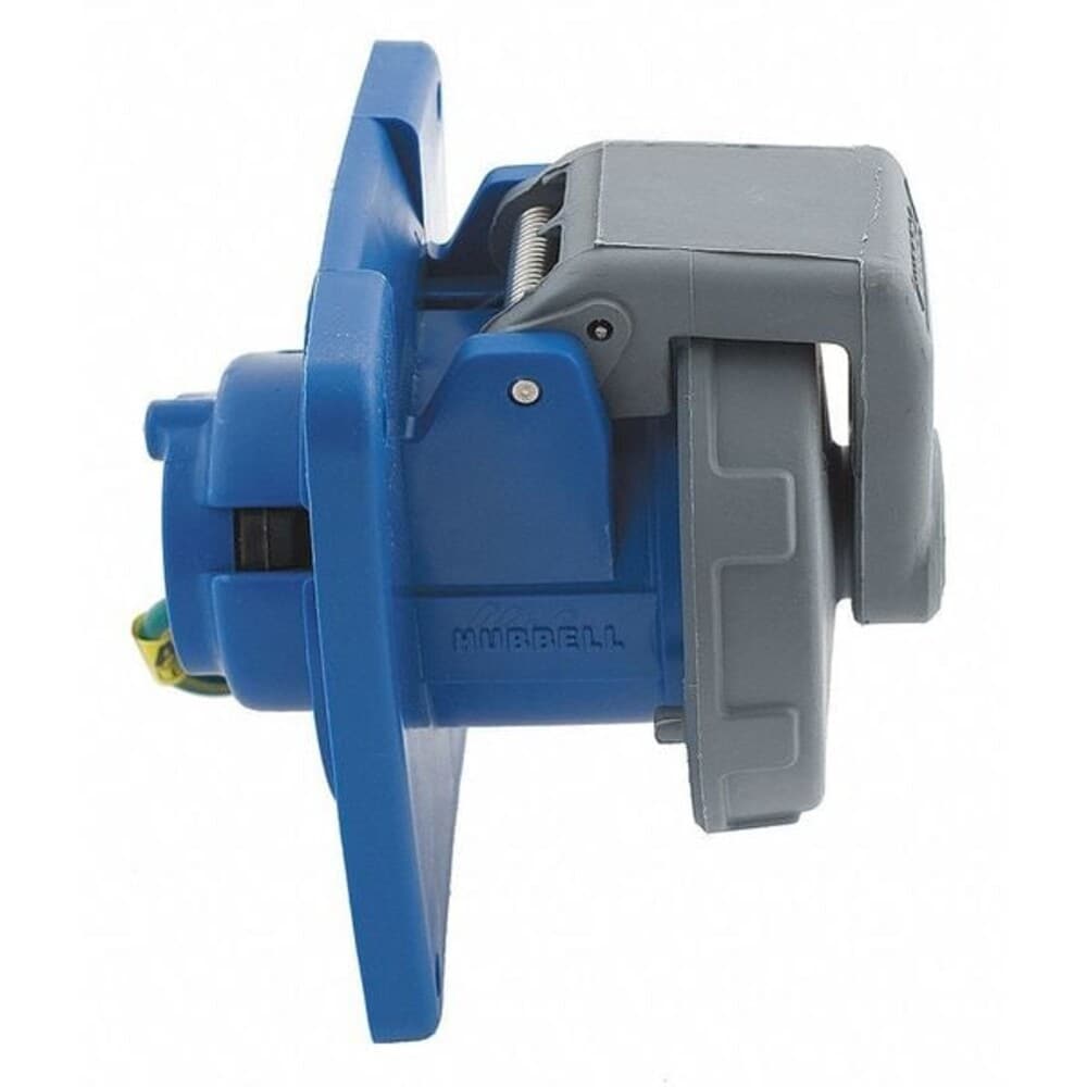 Hubbell Wiring Device-Kellems Watertight Pin Sleeve Receptacle 100 A 250V AC Single Phase 3 Pole IEC Grounding Blue #HBL4100R9W