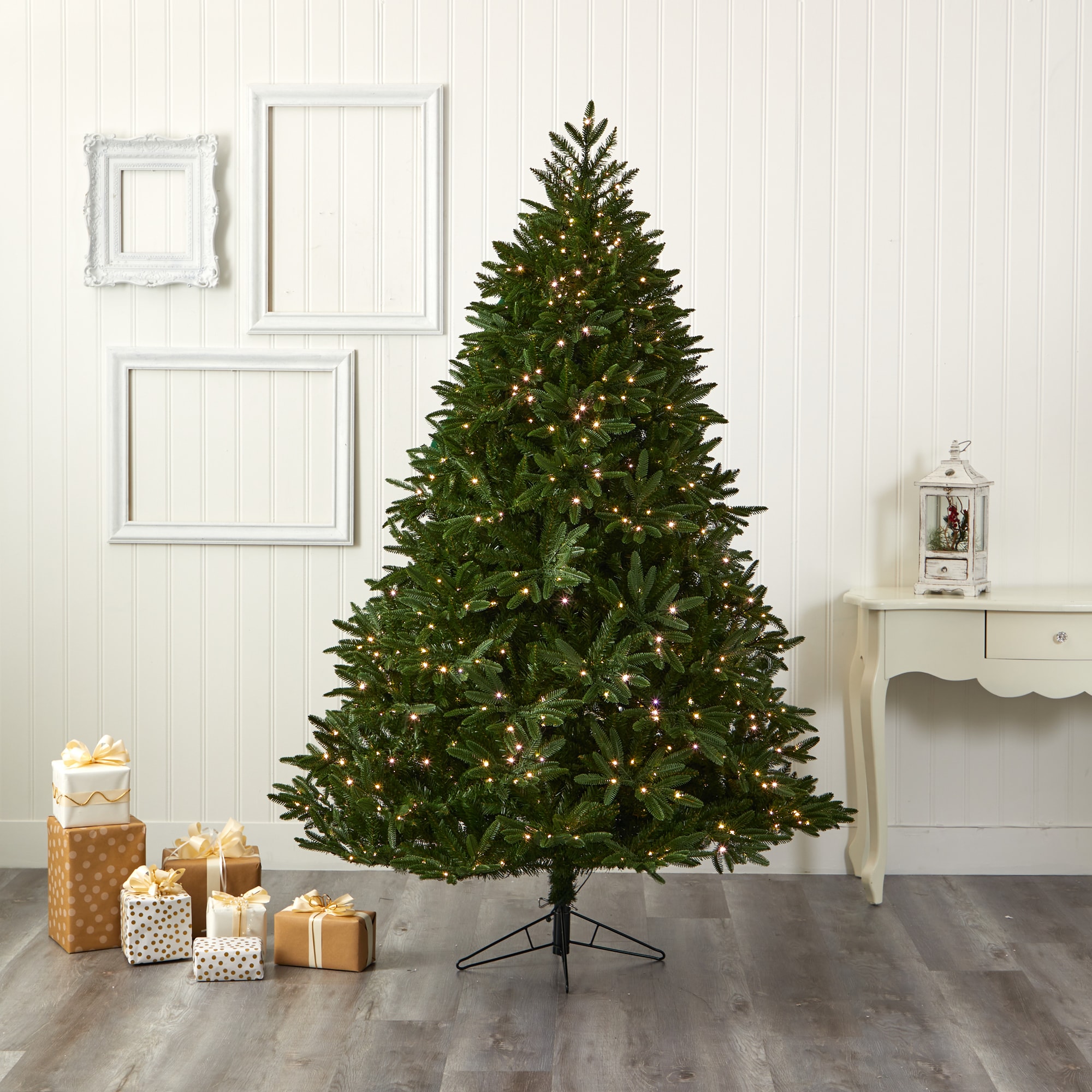 Nearly Natural 7-ft Spruce Pre-lit Artificial Christmas Tree with White ...