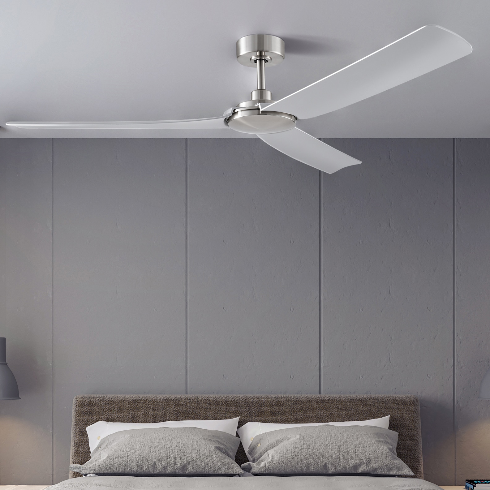 Harbor Breeze AR17-60BN Lochwood 60-in Outdoor Brushed Nickel with Silver Blades Ceiling Fan Without Light - Remote Included ( 3 -Blade )