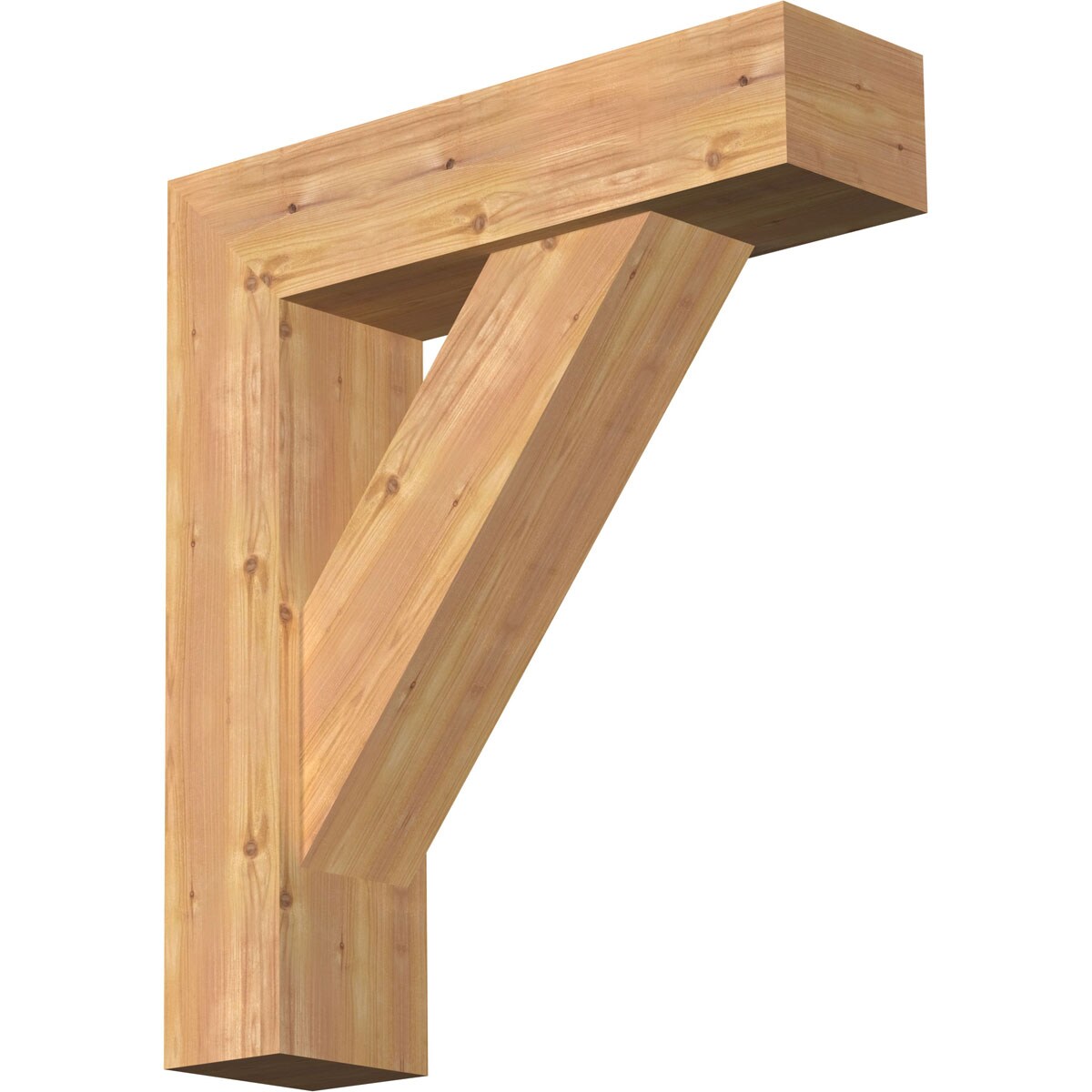 Ekena Millwork 1464883 Traditional Block Smooth Bracket with Offset Brace 7-1/2-in x 28-in x 32-in Western red cedar Brown Wood Standard bracket