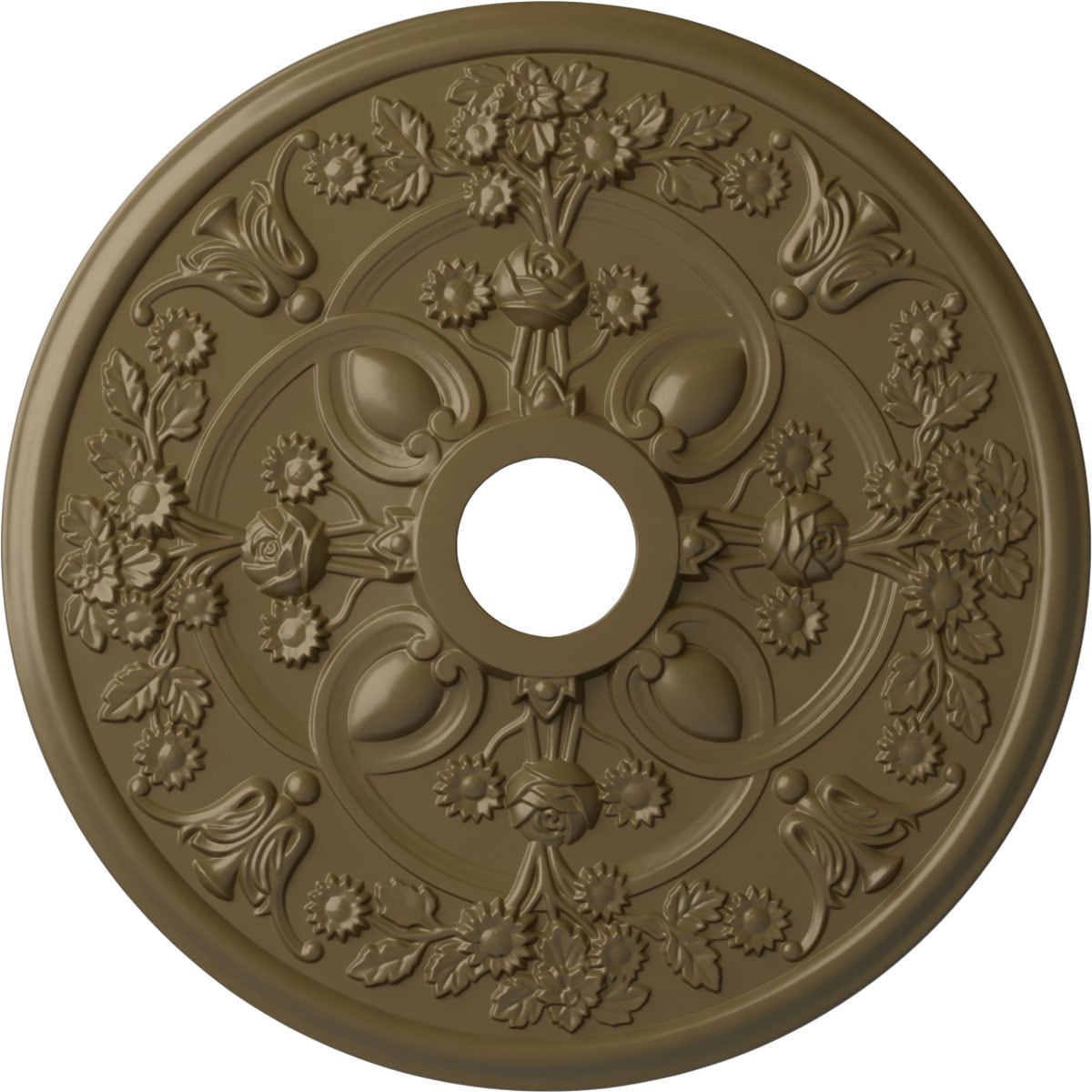 Ekena Millwork CM30ROMMF Rose 30.875-in W x 30.875-in L Painted Mississippi Mud Polyurethane Whole Ceiling Medallion
