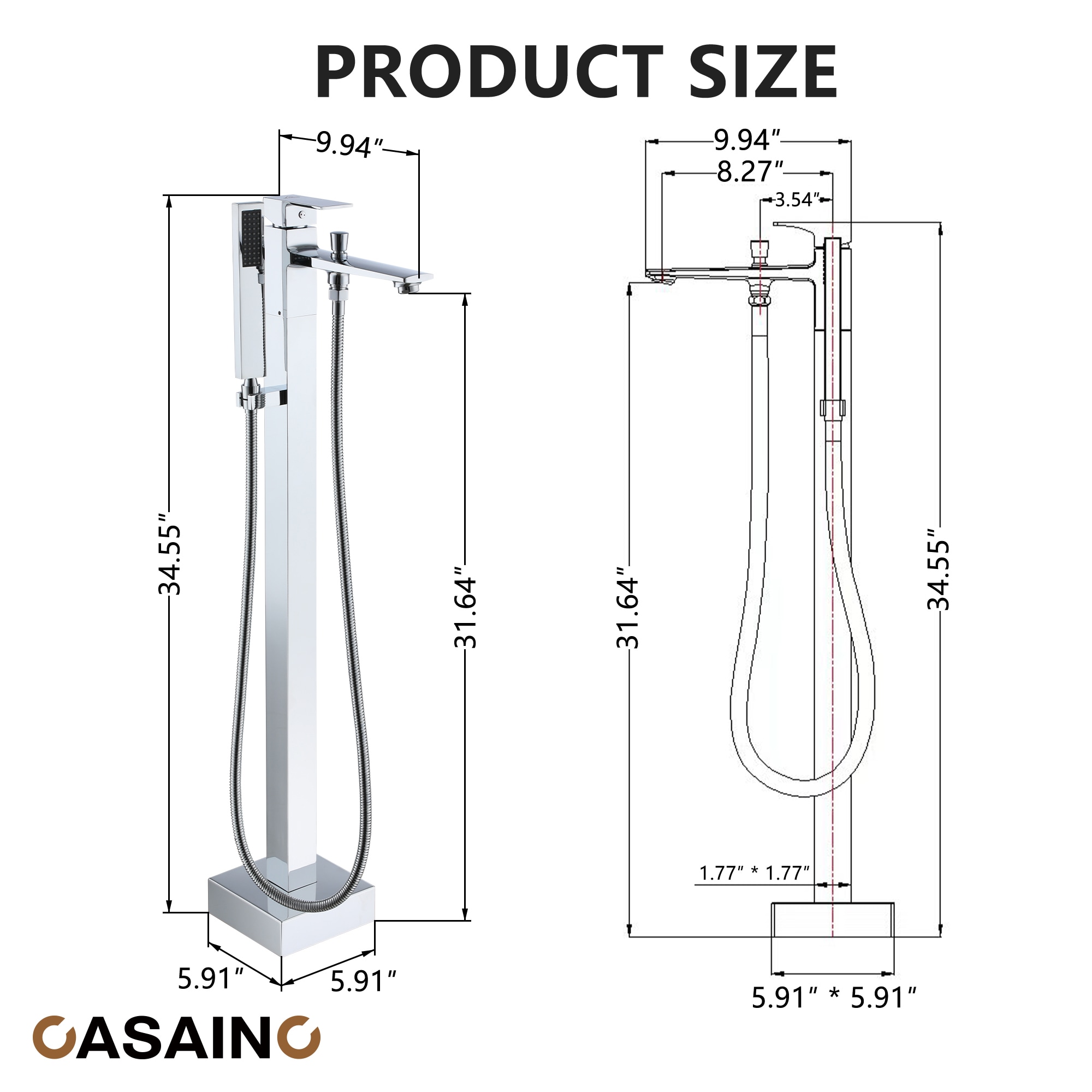 CASAINC TC08-CP Roman-Tub-Faucets - View #7