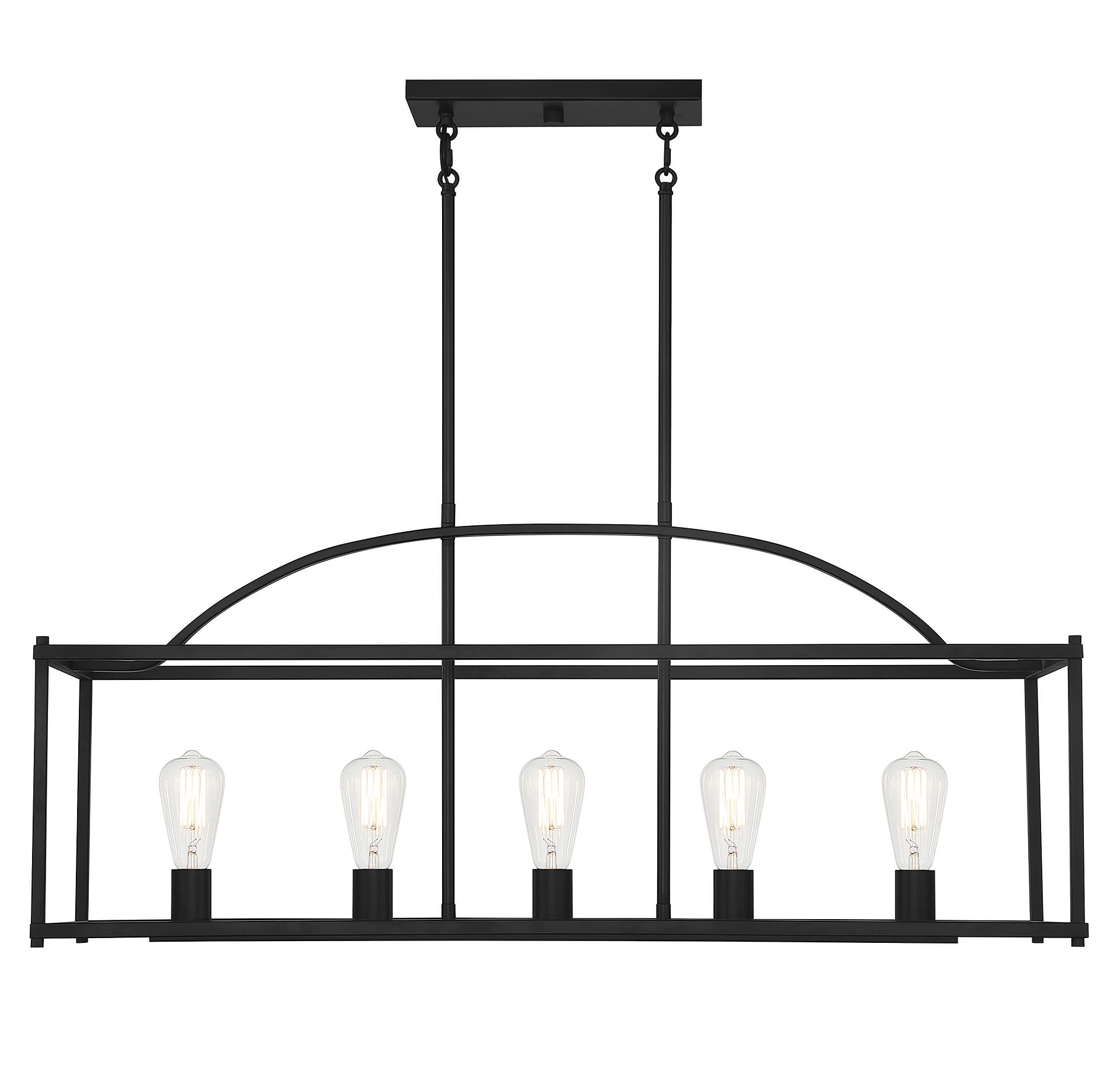 Palladian Matte Black 5-Light Linear Cage Chandelier