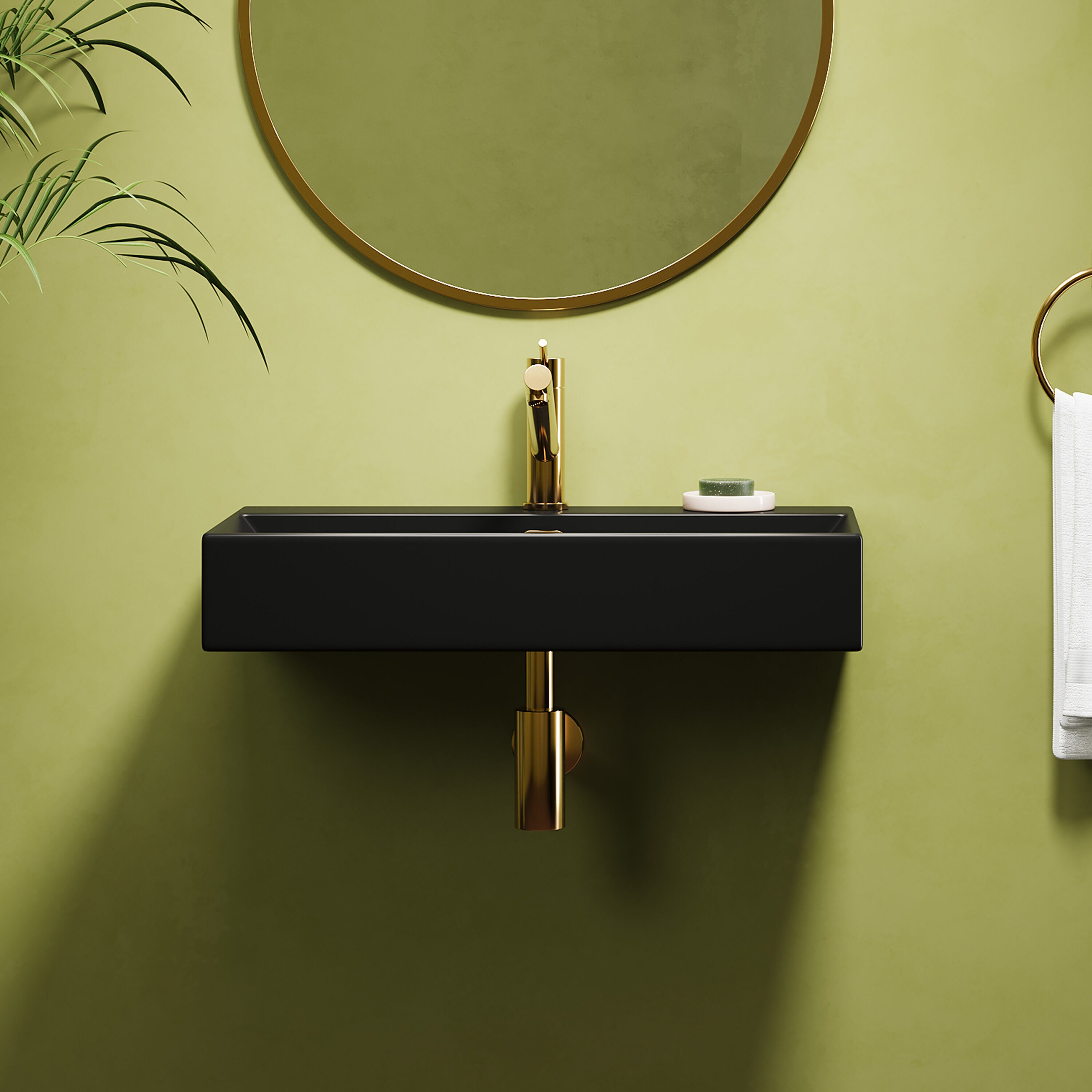 Turner 30" Matte Black Ceramic Wall-Mount Bathroom Sink
