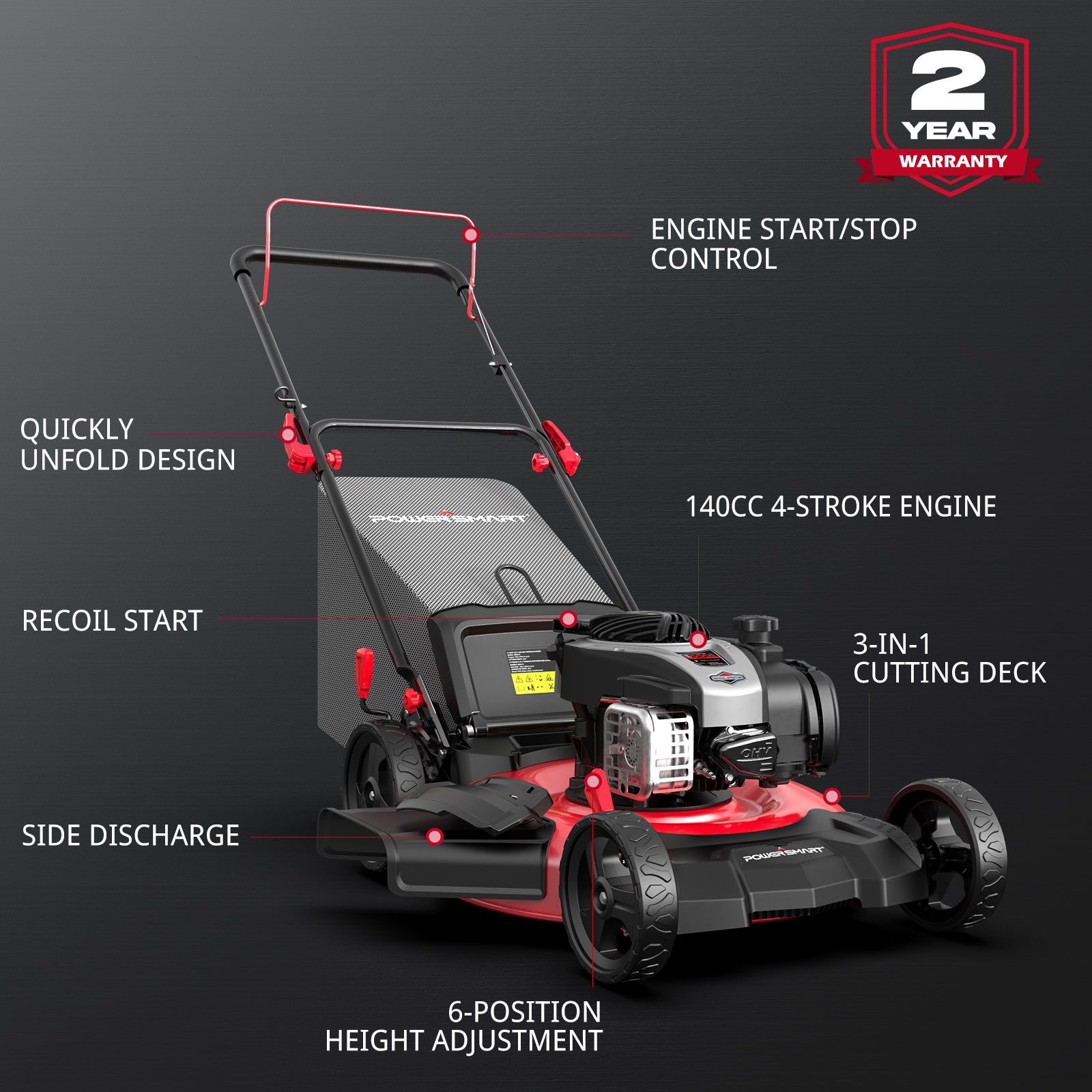 PowerSmart B8621P Gas-Walk-Behind-Mowers - View #2