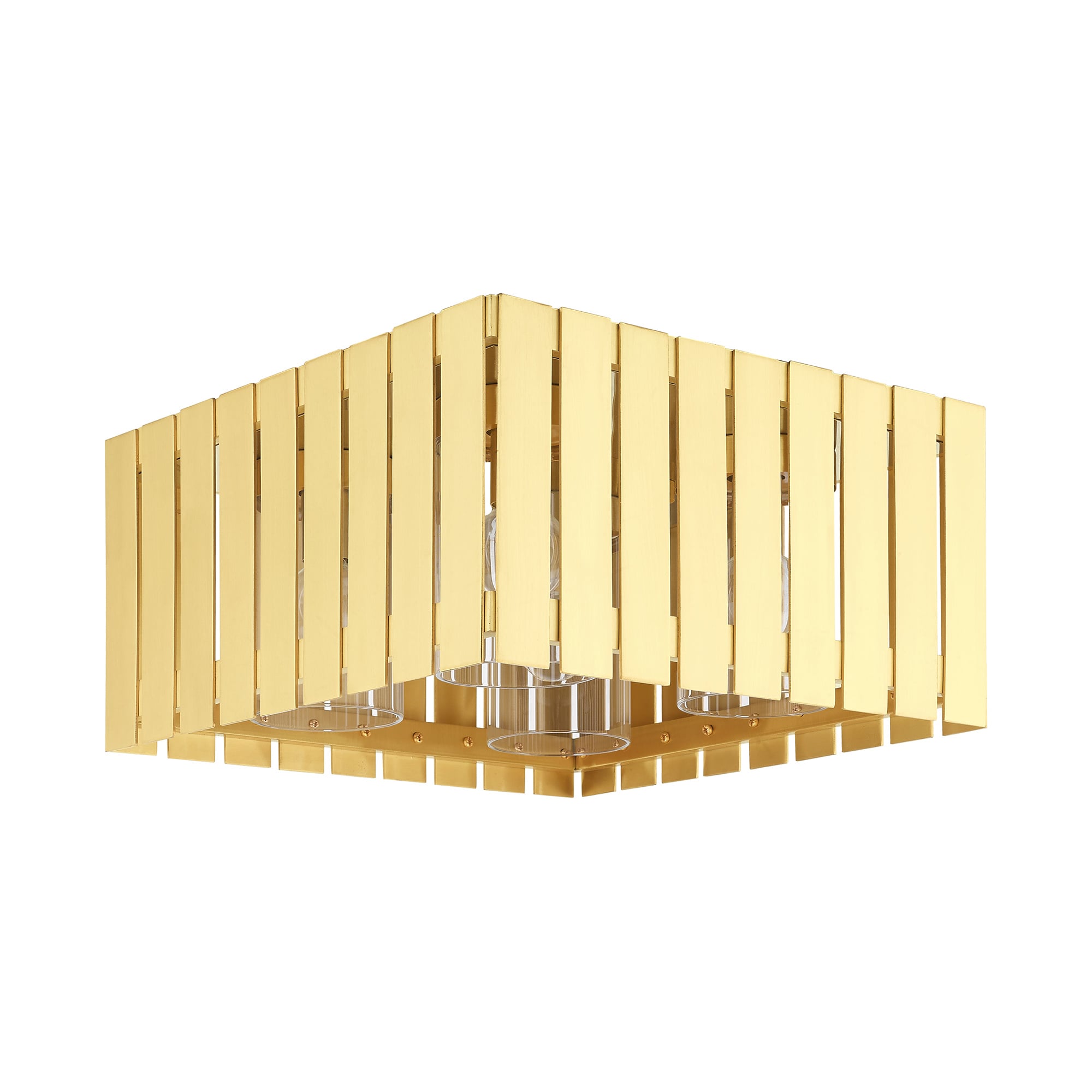 Satin Brass Greenwich Geometric 4-Light Indoor/Outdoor Flush Mount