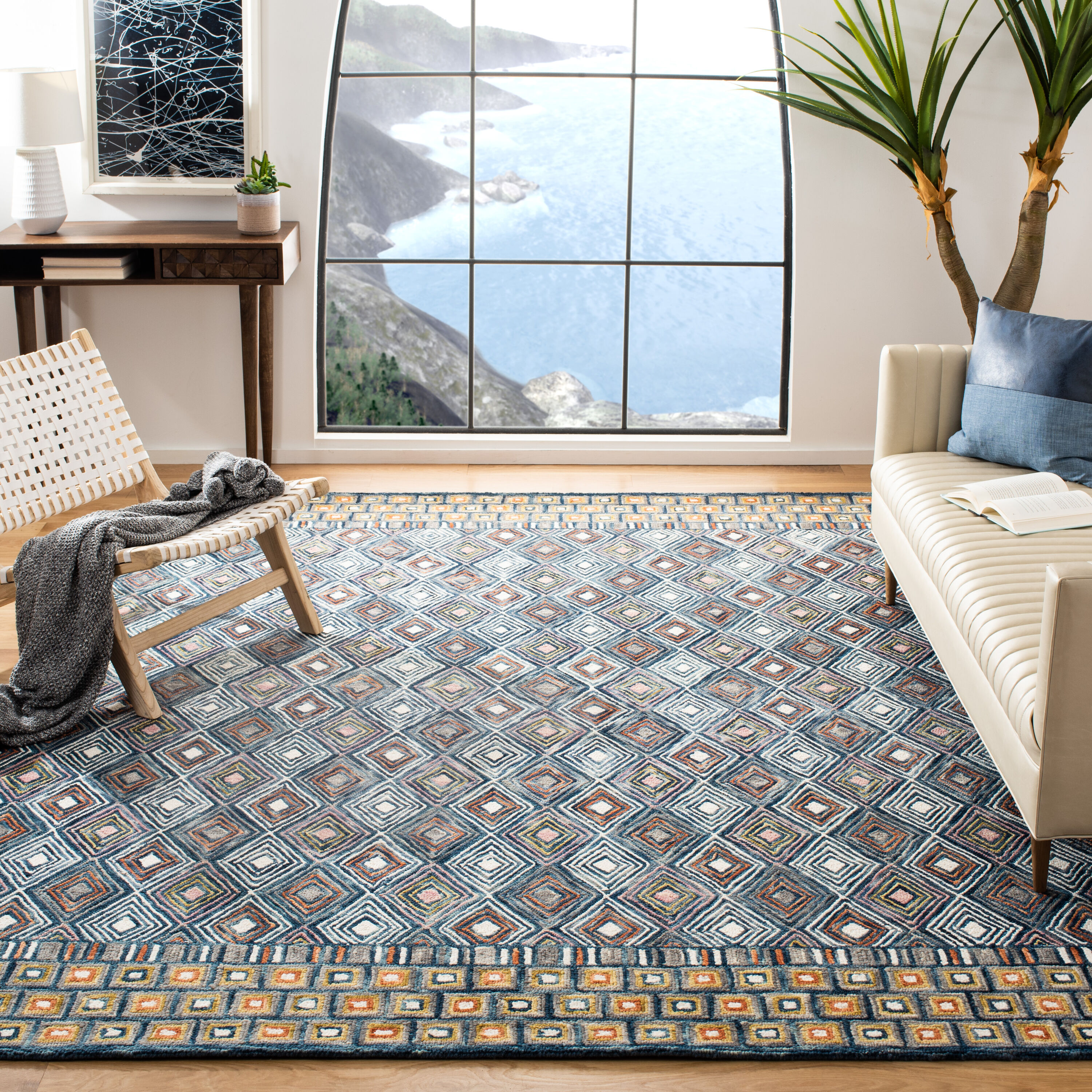  Aspen 810 Blue/Gold Bohemian 6ft x 9ft Medium Rectangle Rug