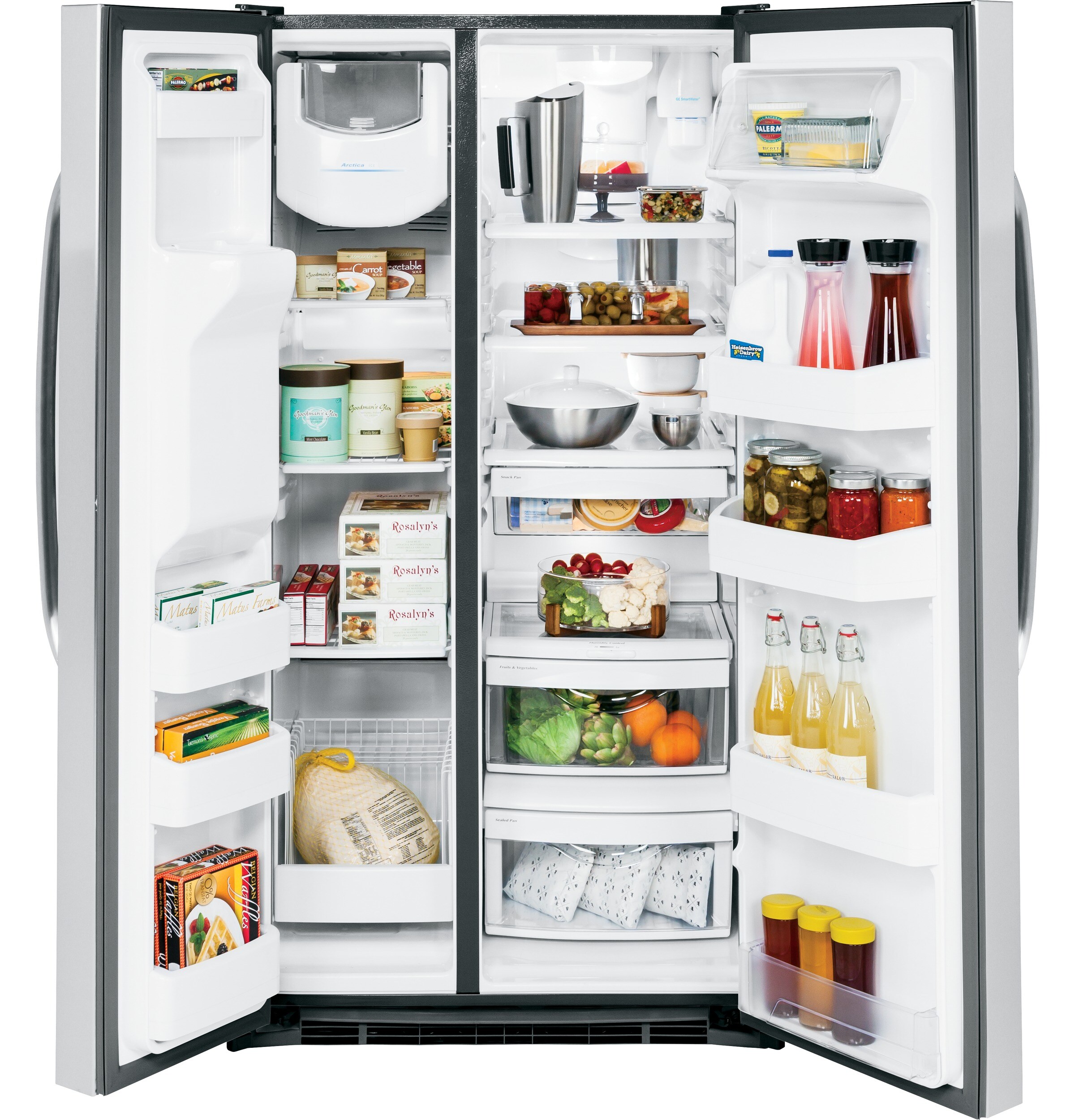 GE 21.9-cu ft Counter-Depth Side-by-Side Refrigerator with Ice