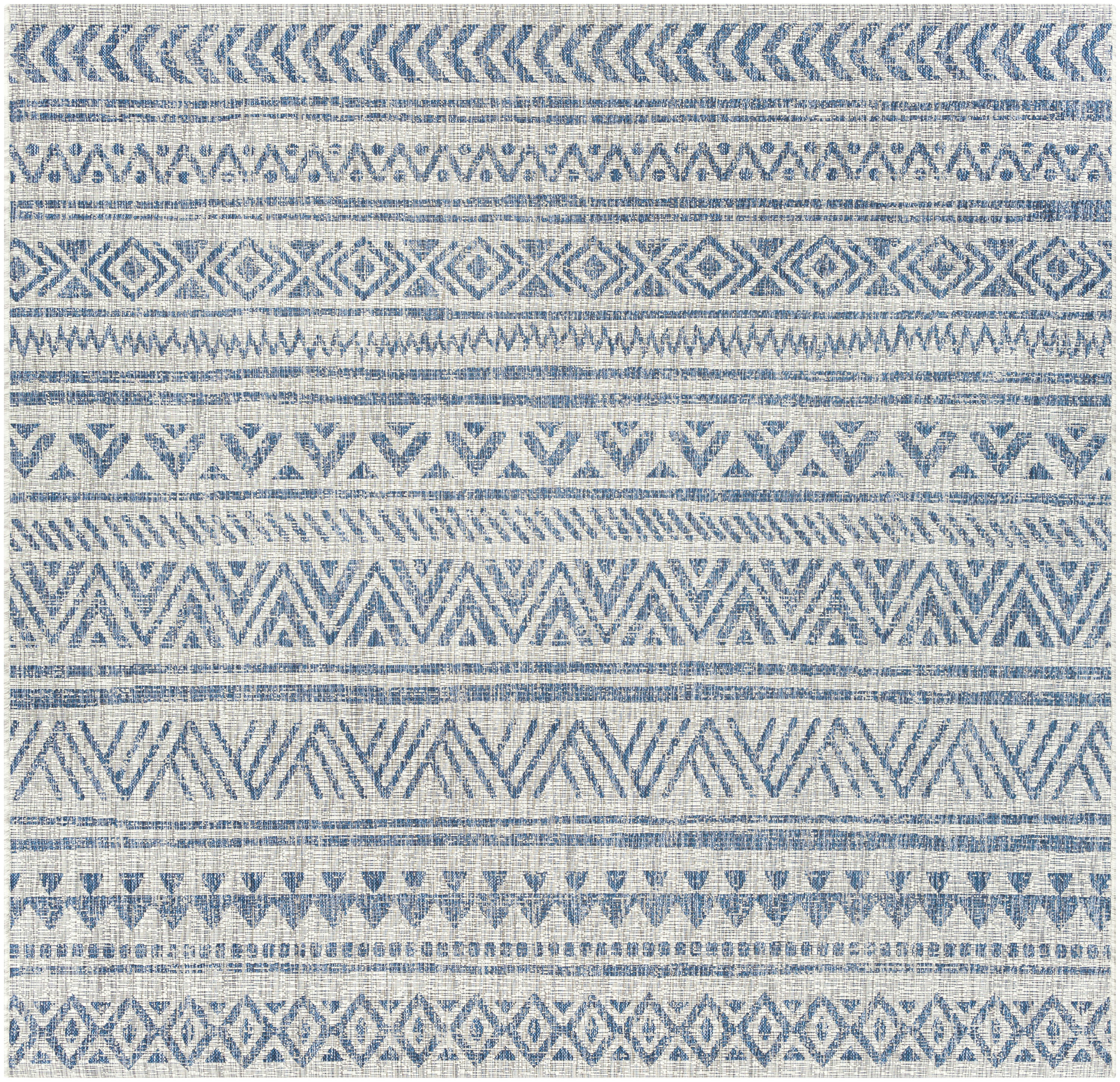 Livabliss EAG2306-710SQ Eagean 8 x 8 (ft) Polypropylene Blue Square Indoor/Outdoor Chevron Global Area rug