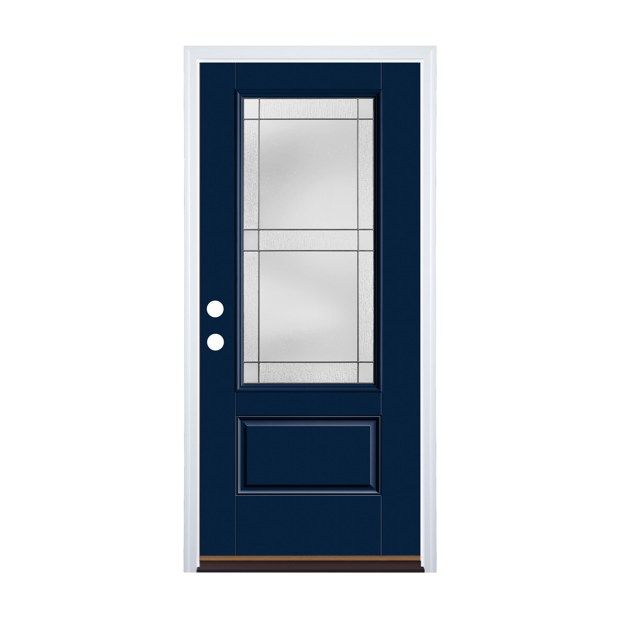 Therma-Tru TT652424SOS Grid Entry Door 36-in x 80-in x 6-9/16-in Fiberglass 3/4 lite Right-hand inswing Navy Painted Prehung Front Door with Brickmould Insulating core