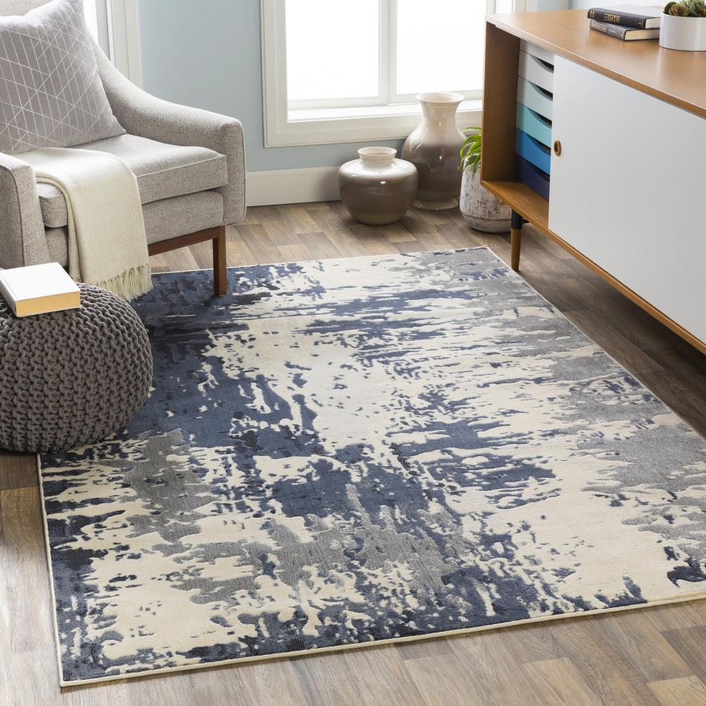 Surya City 8 x 10 Navy Indoor Abstract Industrial Area Rug at Lowes.com