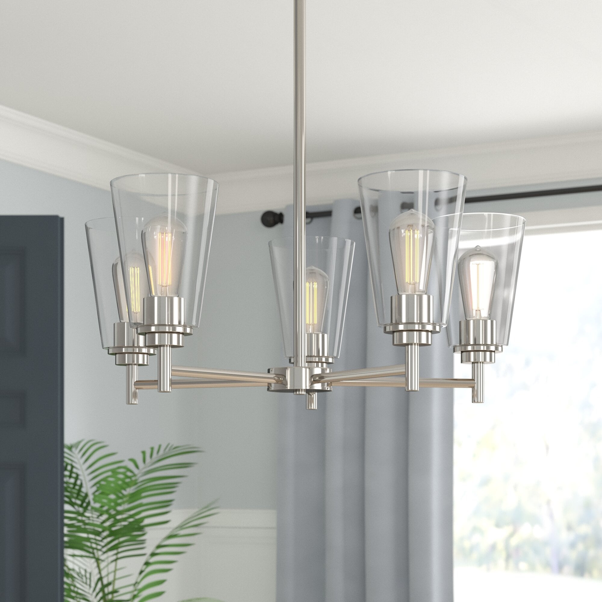 Designers Fountain 95785-SP Westin 5 -Light Satin Gray Modern/contemporary For Use in Bedrooms, Dining Rooms, Foyers, Kitchens, Living Rooms Chandelier
