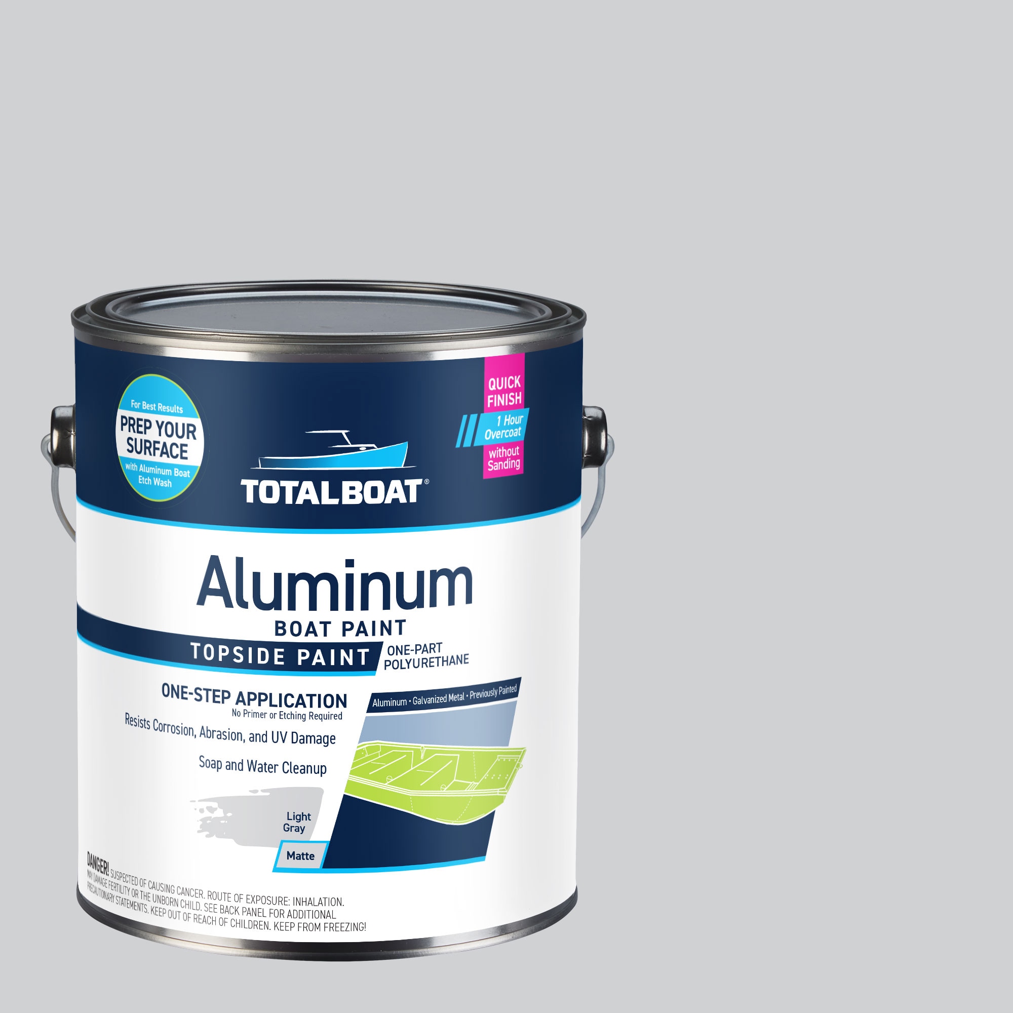 TotalBoat 520631 Aluminum Boat Paint Topside Paint Matte Light Gray Water-based Marine paint ( 1-gallon )