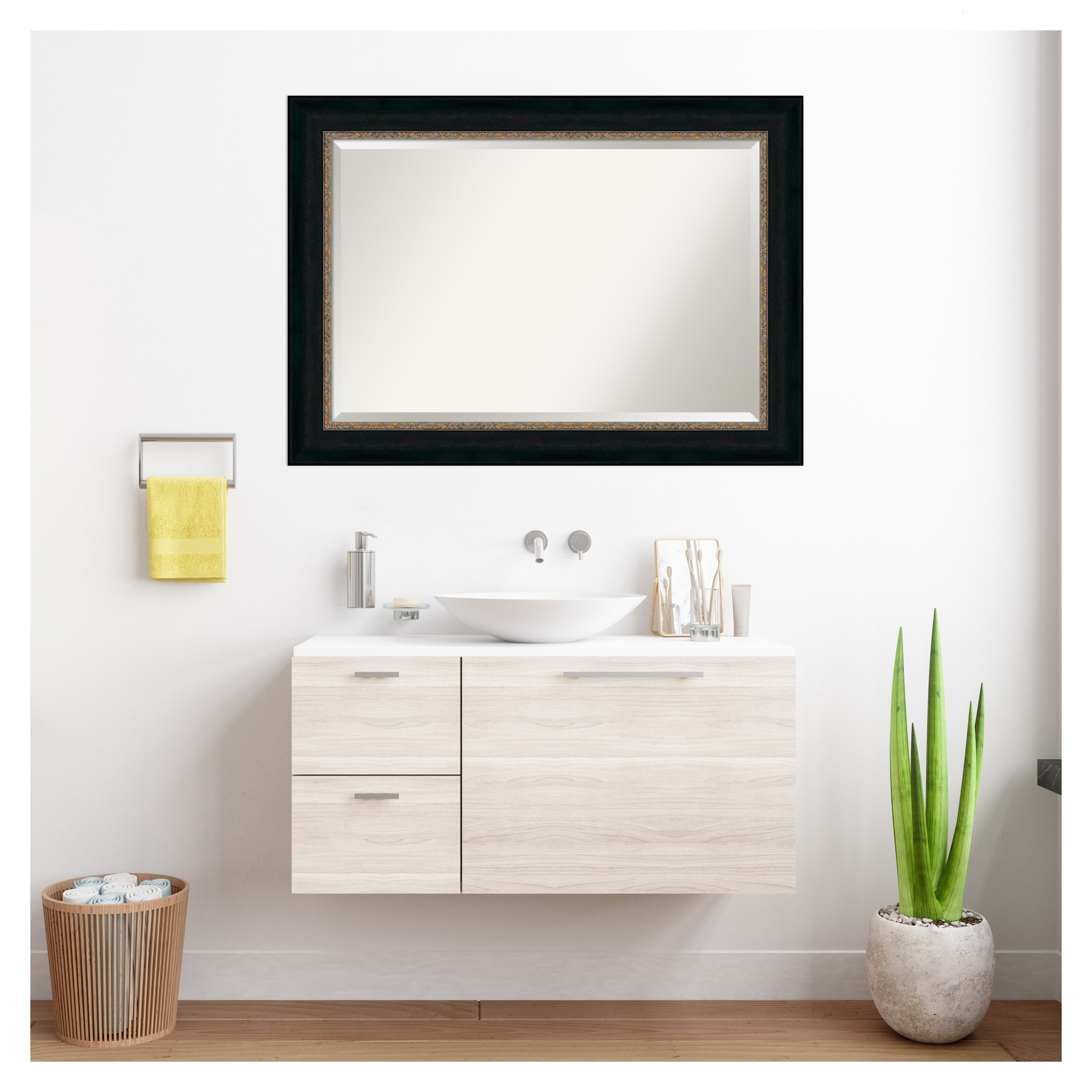 Impact Bronze 42"x30" Rectangular Wall Mirror with Gold Highlights