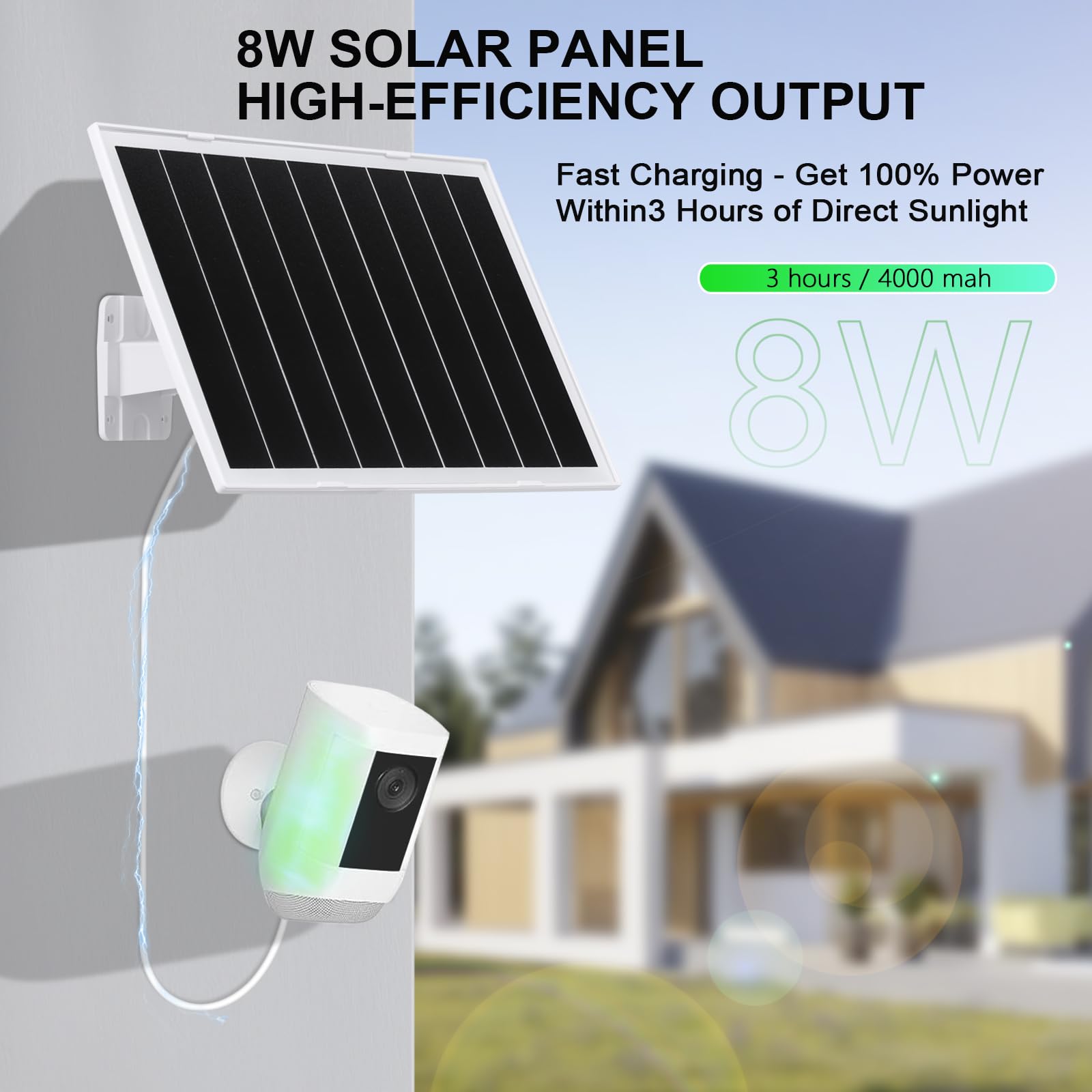 Anqtovp 8W Solar Panel for Security Camera Compatible with Wyze Eufy ...