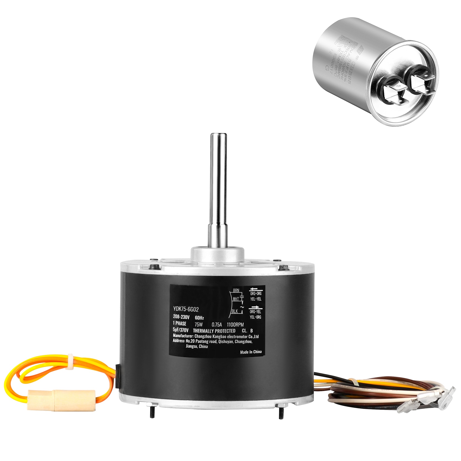 VELMONT INC 1/10 HP 208-230V 1100RPM Reversible Condenser Fan Motor Replacement with Capacitor
