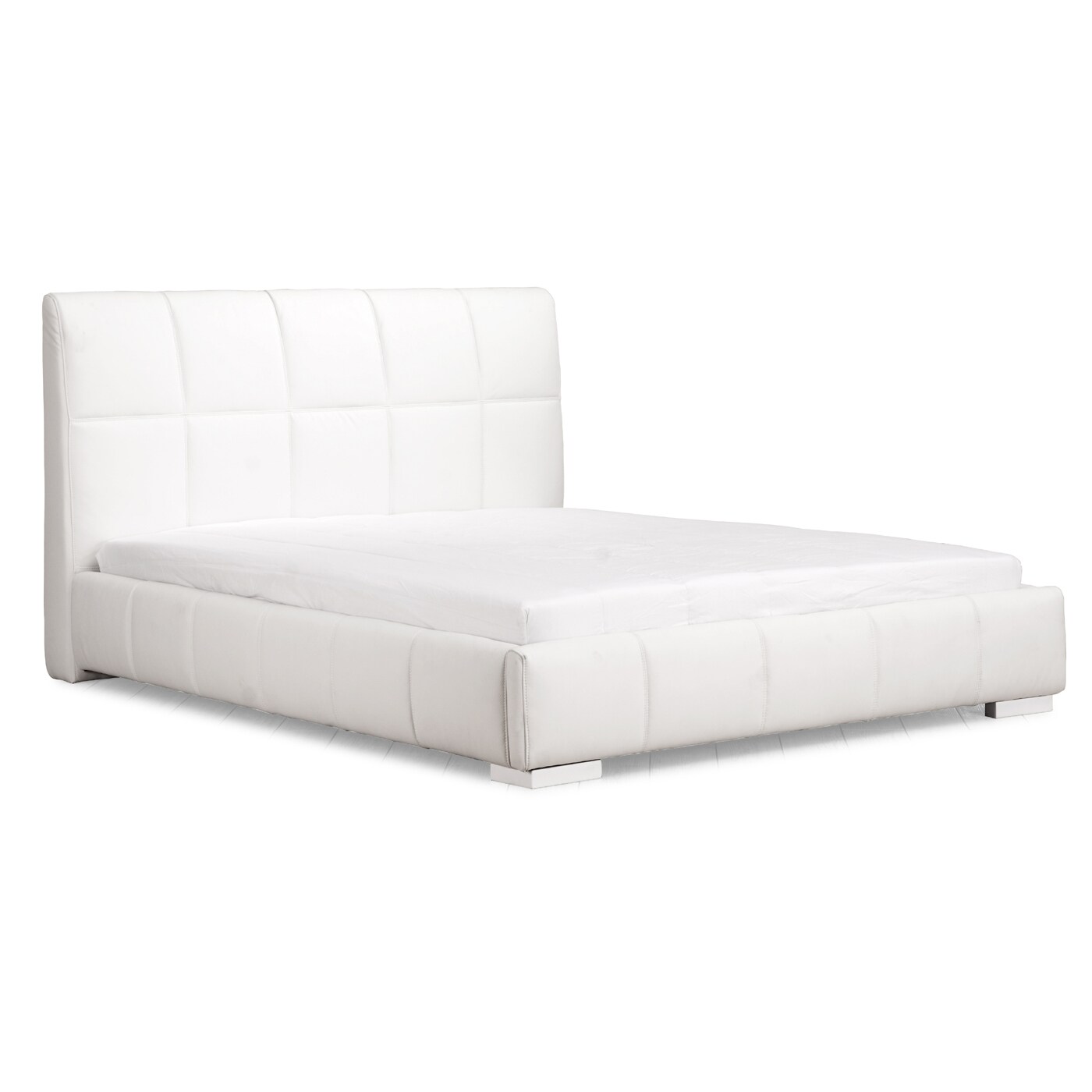  800211 Amelie White Leatherette King Wood Platform Bed