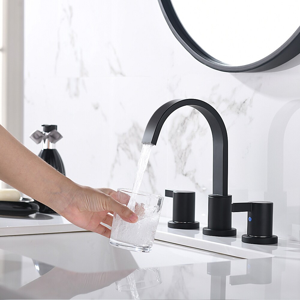 Matte Black Modern 2-Handle Widespread Bathroom Faucet