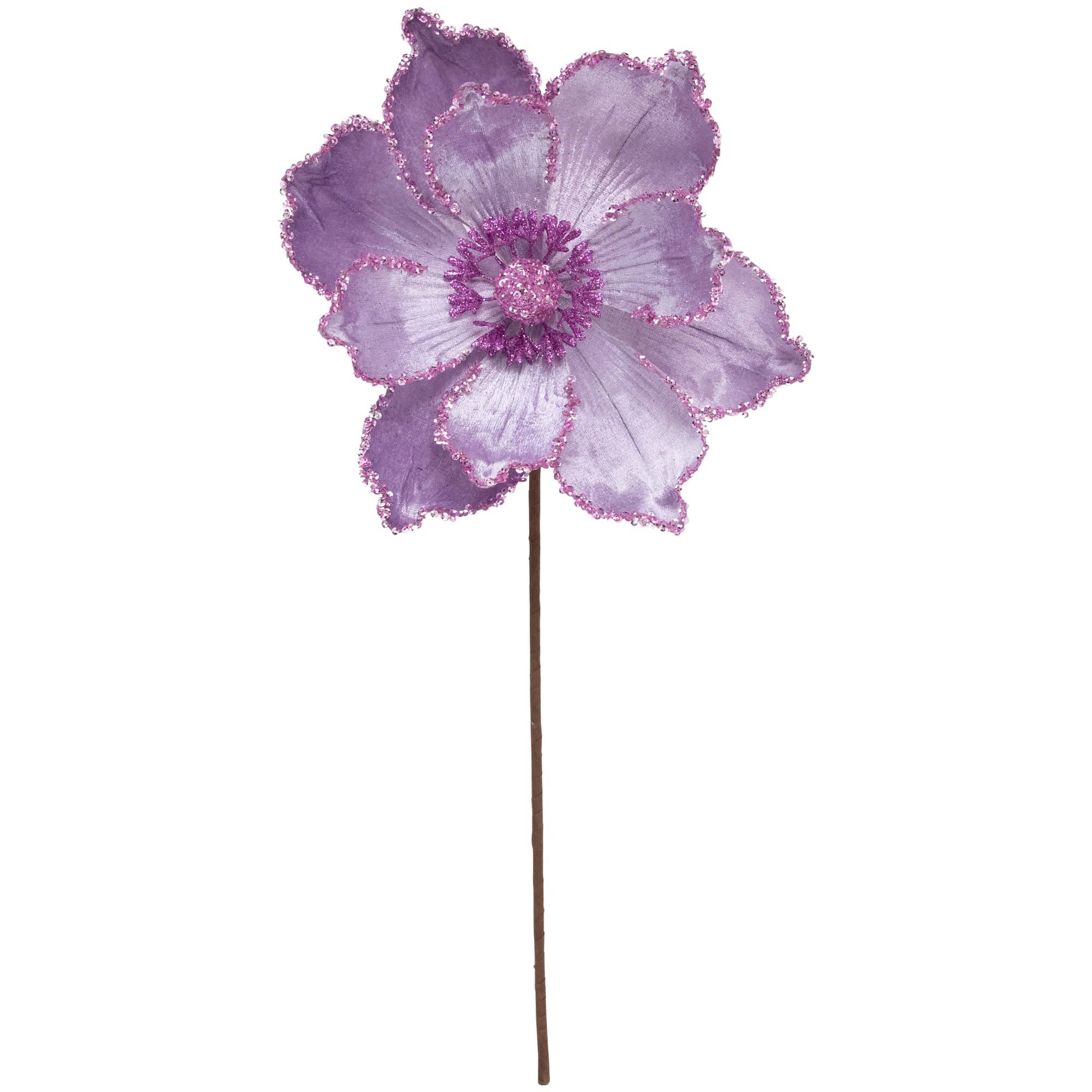 Northlight - 24 inch Glittered Lavender Magnolia Christmas Stem Spray