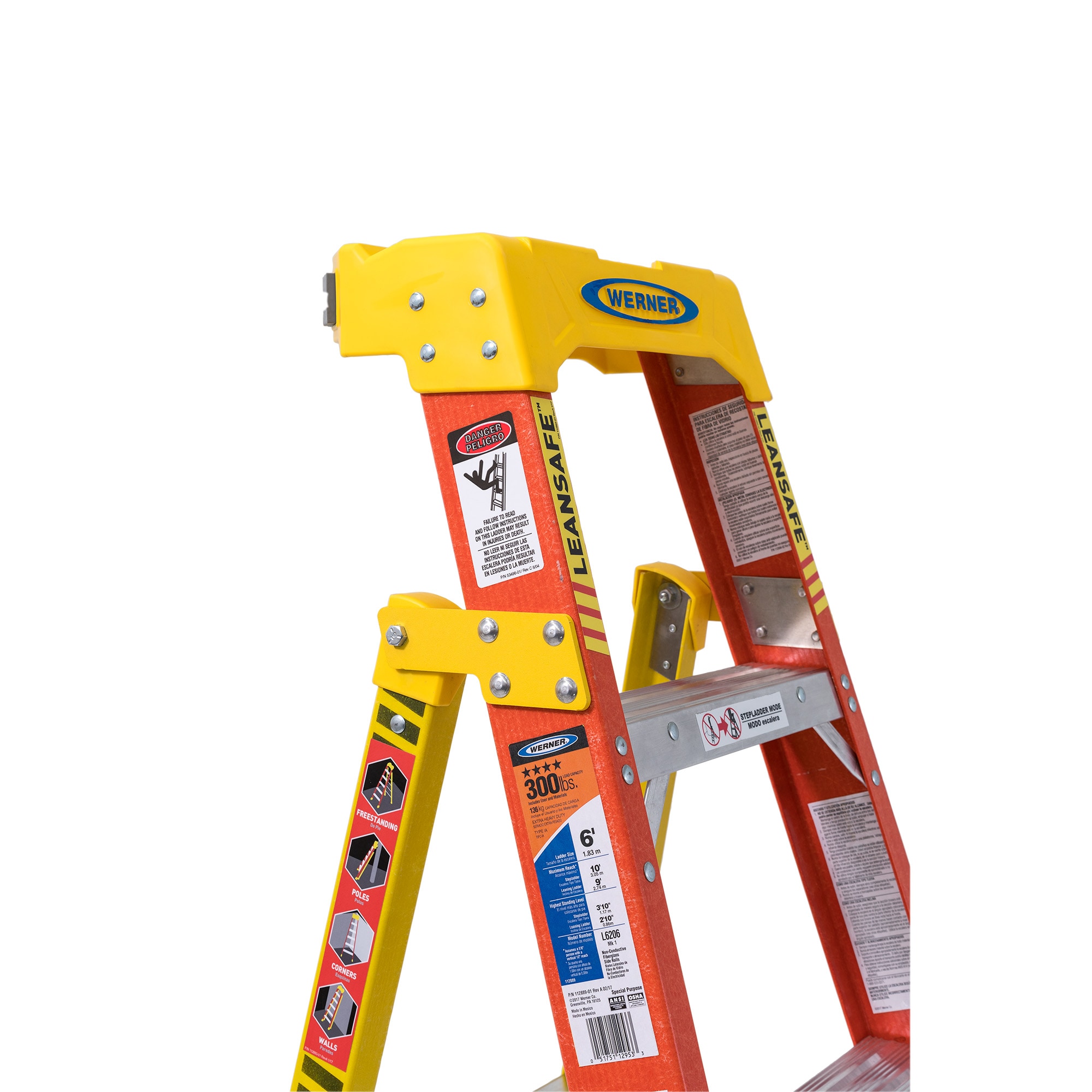Werner 6 ft. Fiberglass Step Ladder with 300 lb. Load Capacity Type iA Duty