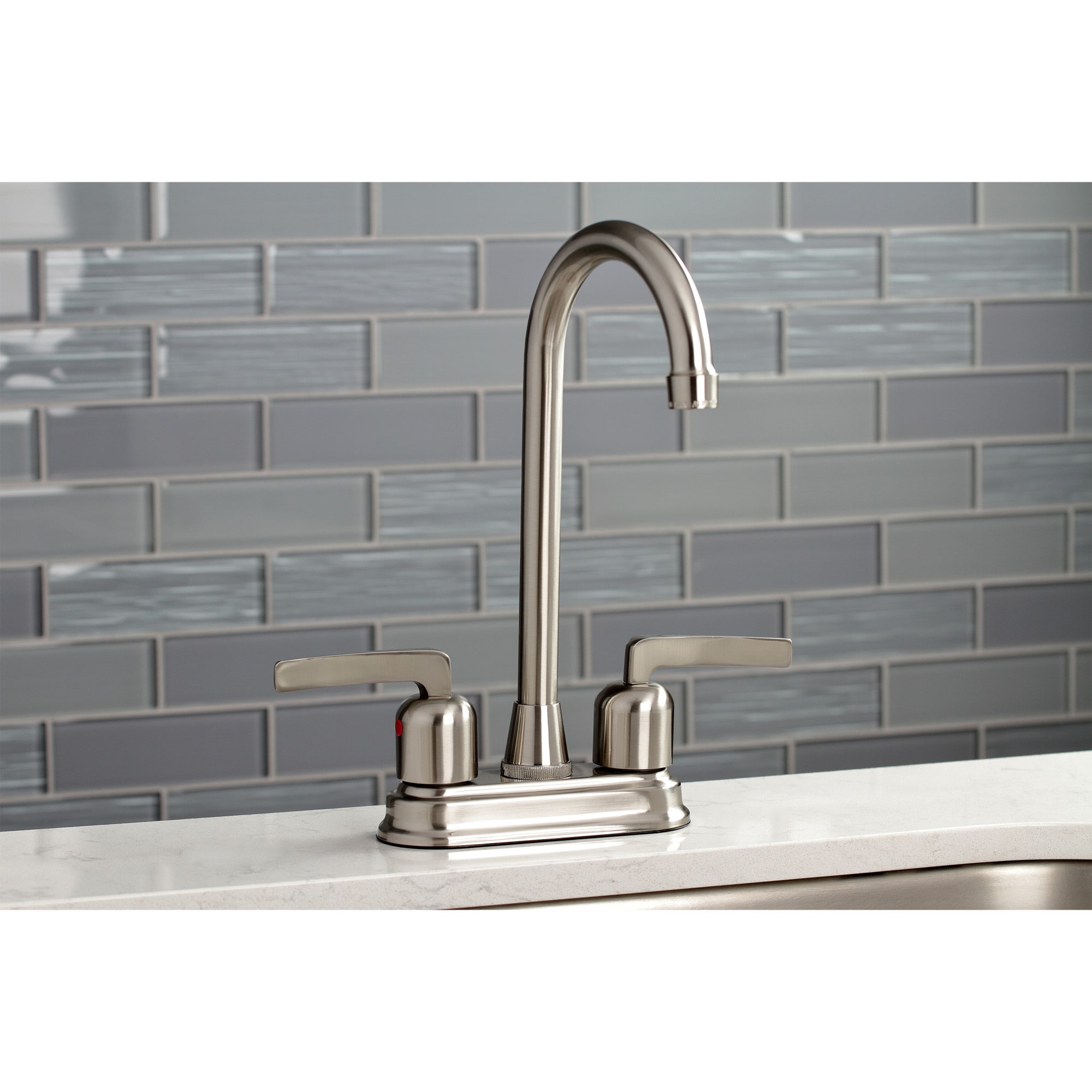 Kingston Brass WLKB8498EFL Centurion Brushed nickel Single Handle Deck-mount Bar and Prep Kitchen Faucet ( Deck Plate Included )
