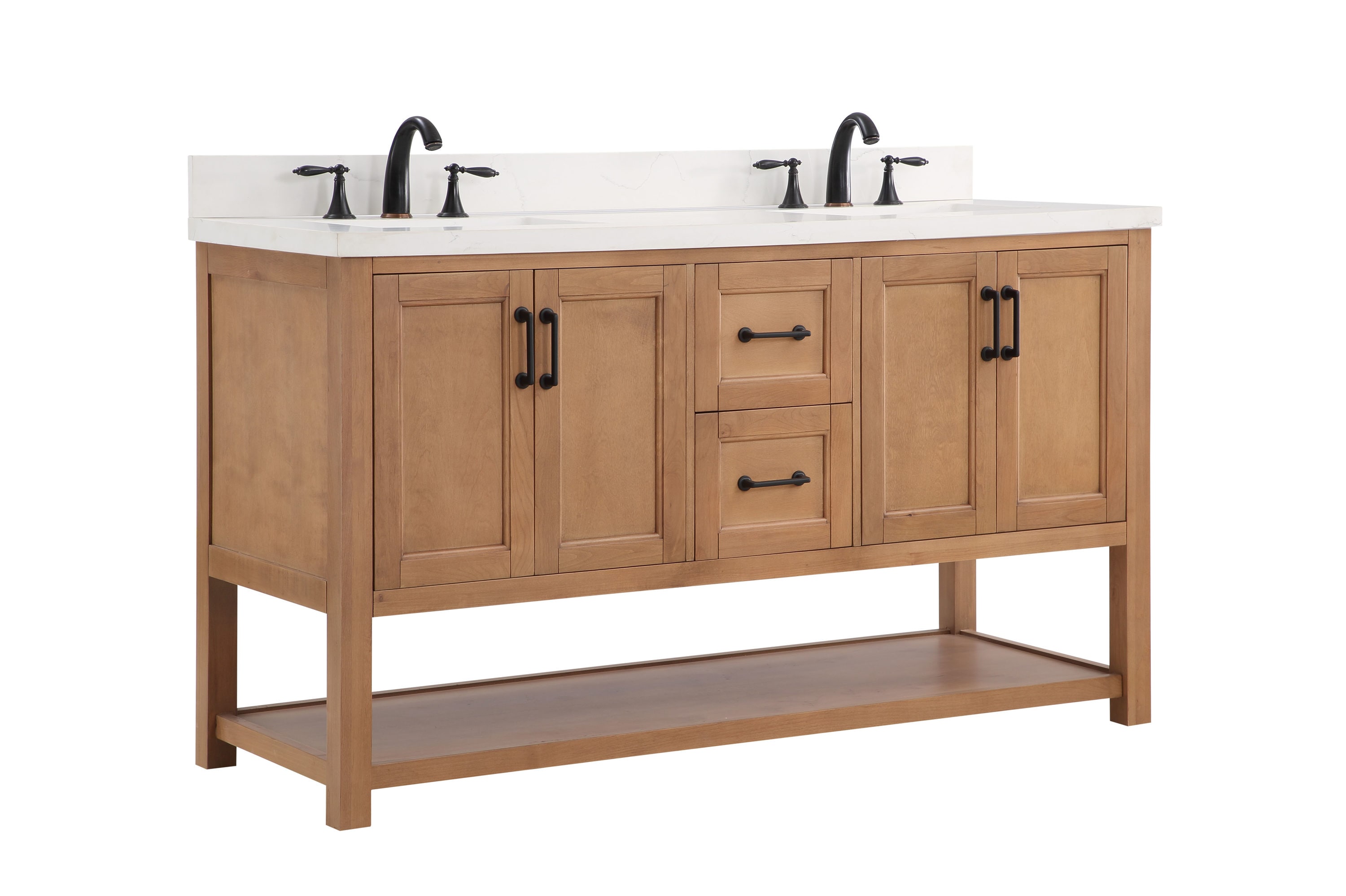 allen + roth Harwood 60-in Natural Undermount Double Sink Bathroom ...