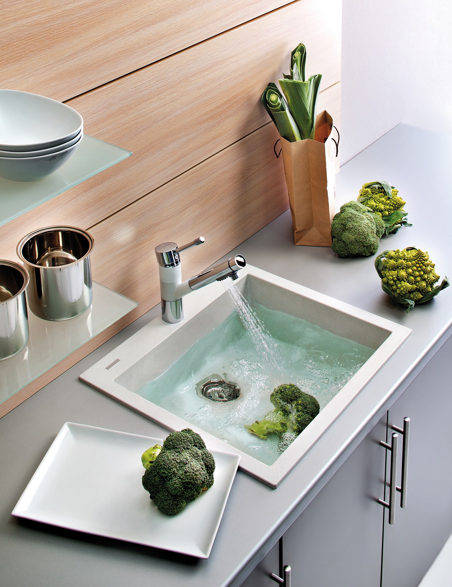 Arctic White Granite Composite Single Bowl Kitchen Sink