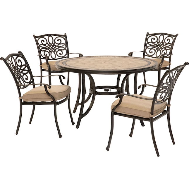 Hanover Monaco 5 Piece Bronze Patio Dining Set With Tan In The Sets Department At Com - Hanover Bronze Patio Set