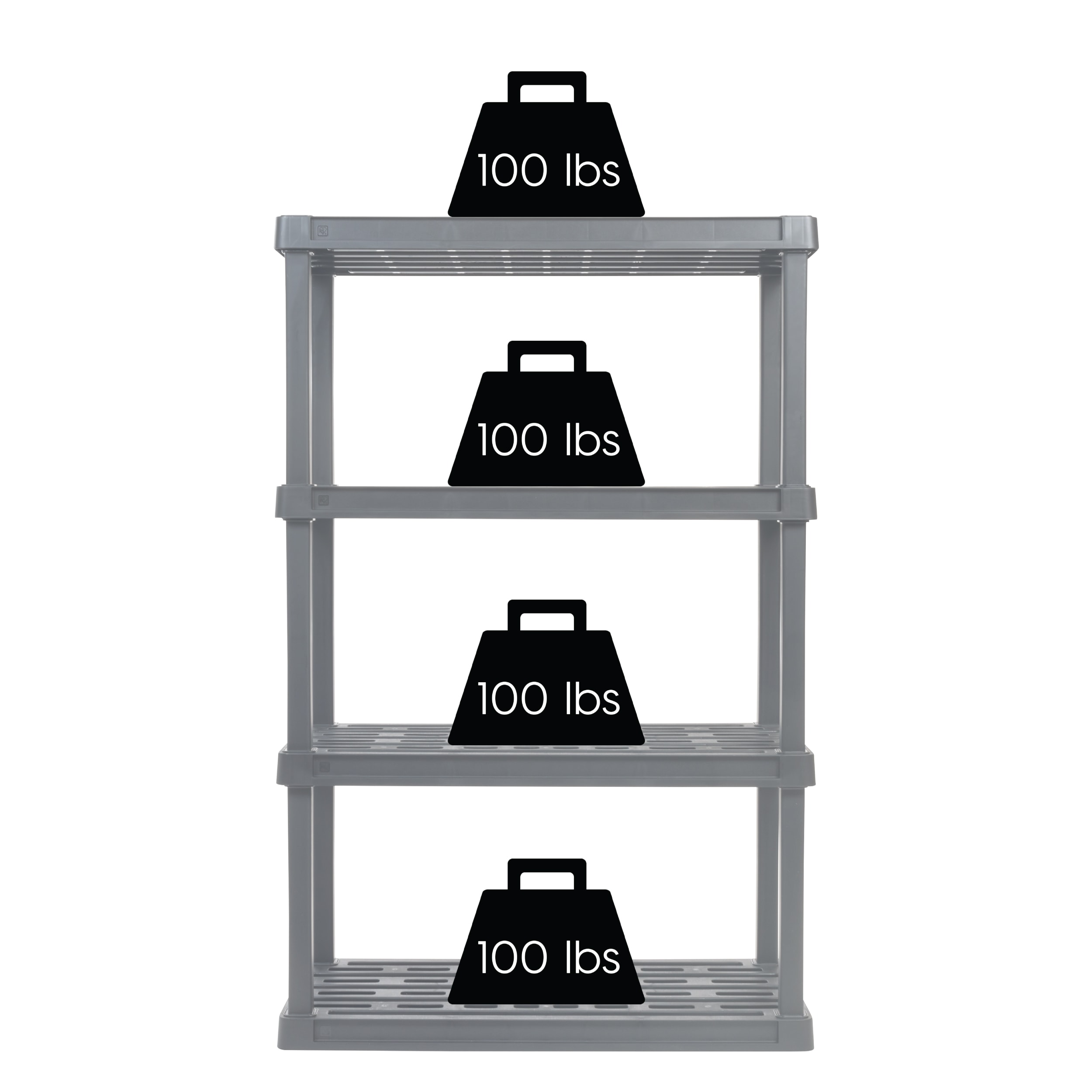 Gray 4-Tier Plastic Utility Storage Shelves