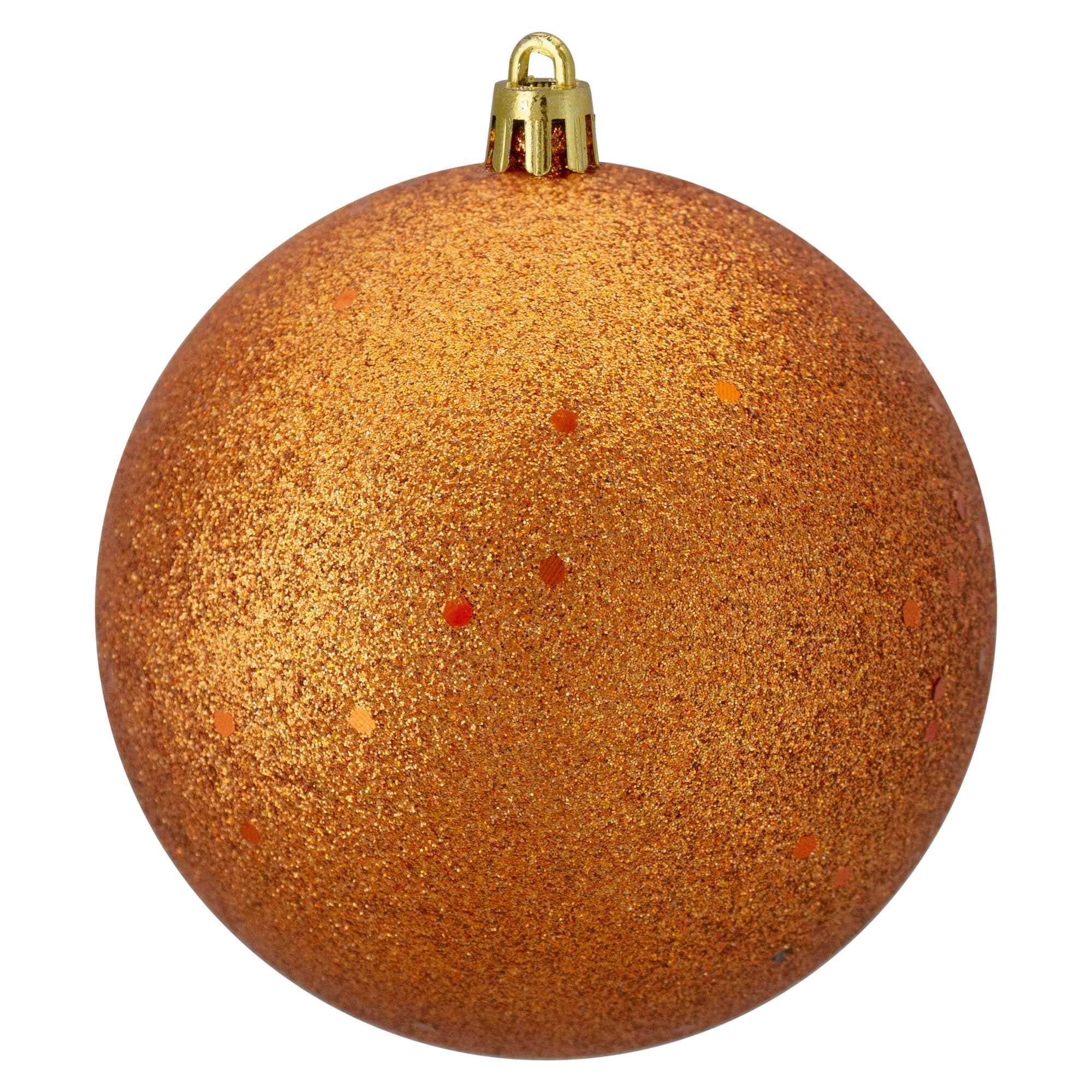 Northlight Holographic Glitter Orange Shatterproof Christmas Ball Ornament 4 inch (100mm)